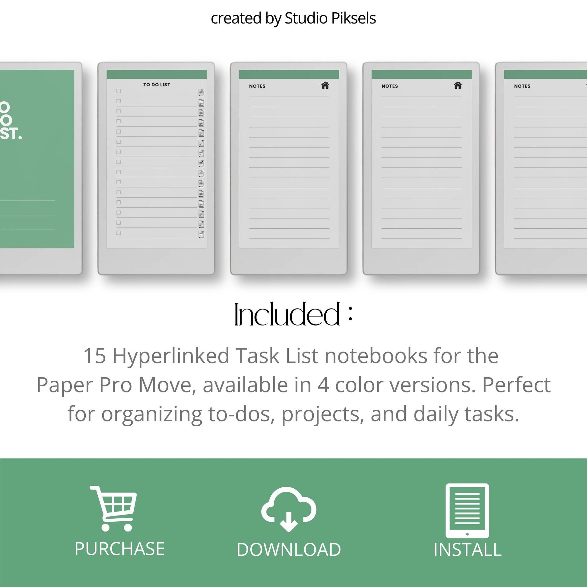 To-do list notebook for reMarkable Paper Pro Move with hyperlinked tasks and linked notes pages.