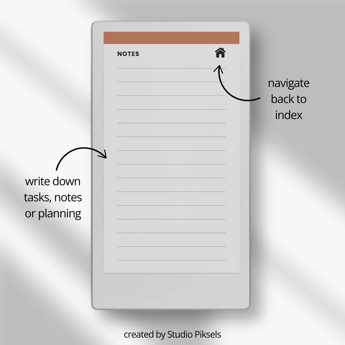 To-do list notebook for reMarkable Paper Pro Move with hyperlinked tasks and linked notes pages.