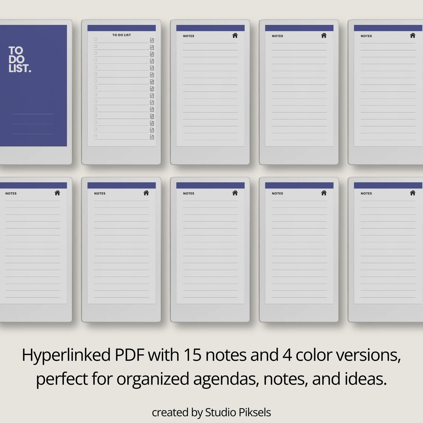 To-do list notebook for reMarkable Paper Pro Move with hyperlinked tasks and linked notes pages.