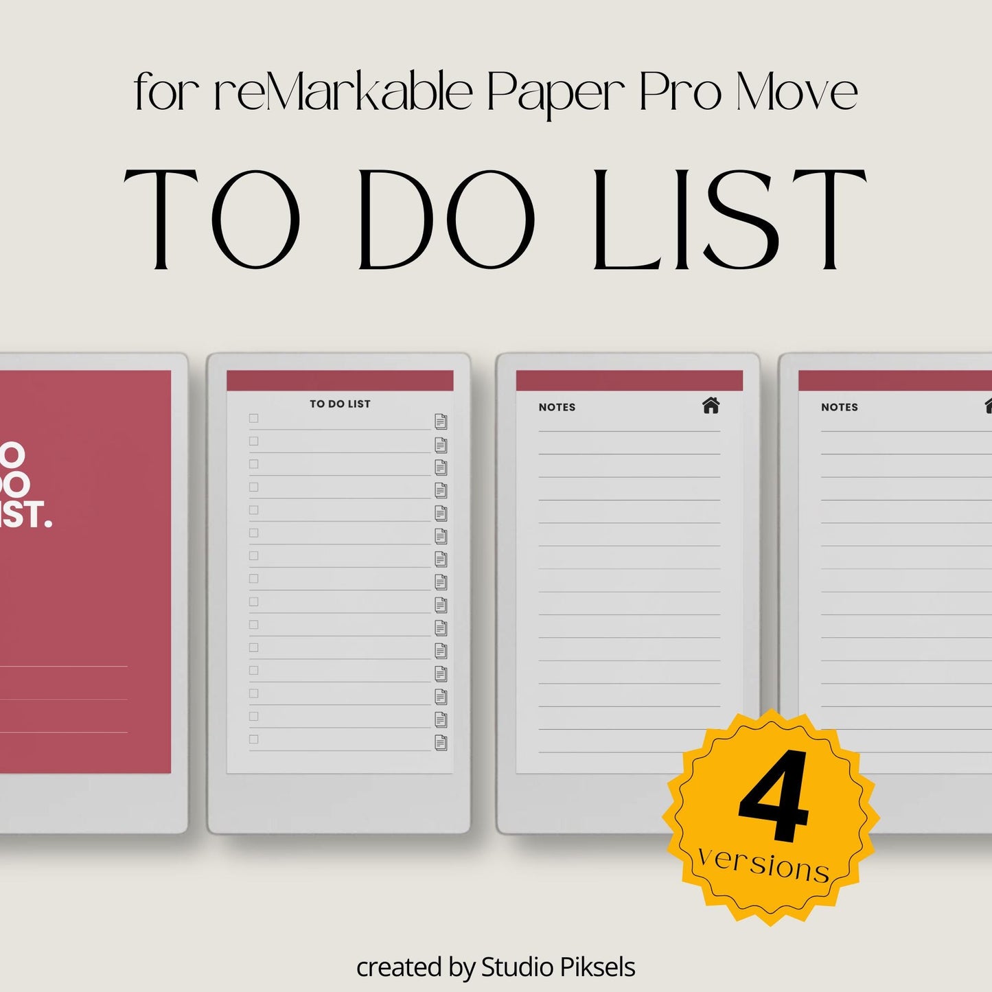 To-do list notebook for reMarkable Paper Pro Move with hyperlinked tasks and linked notes pages.