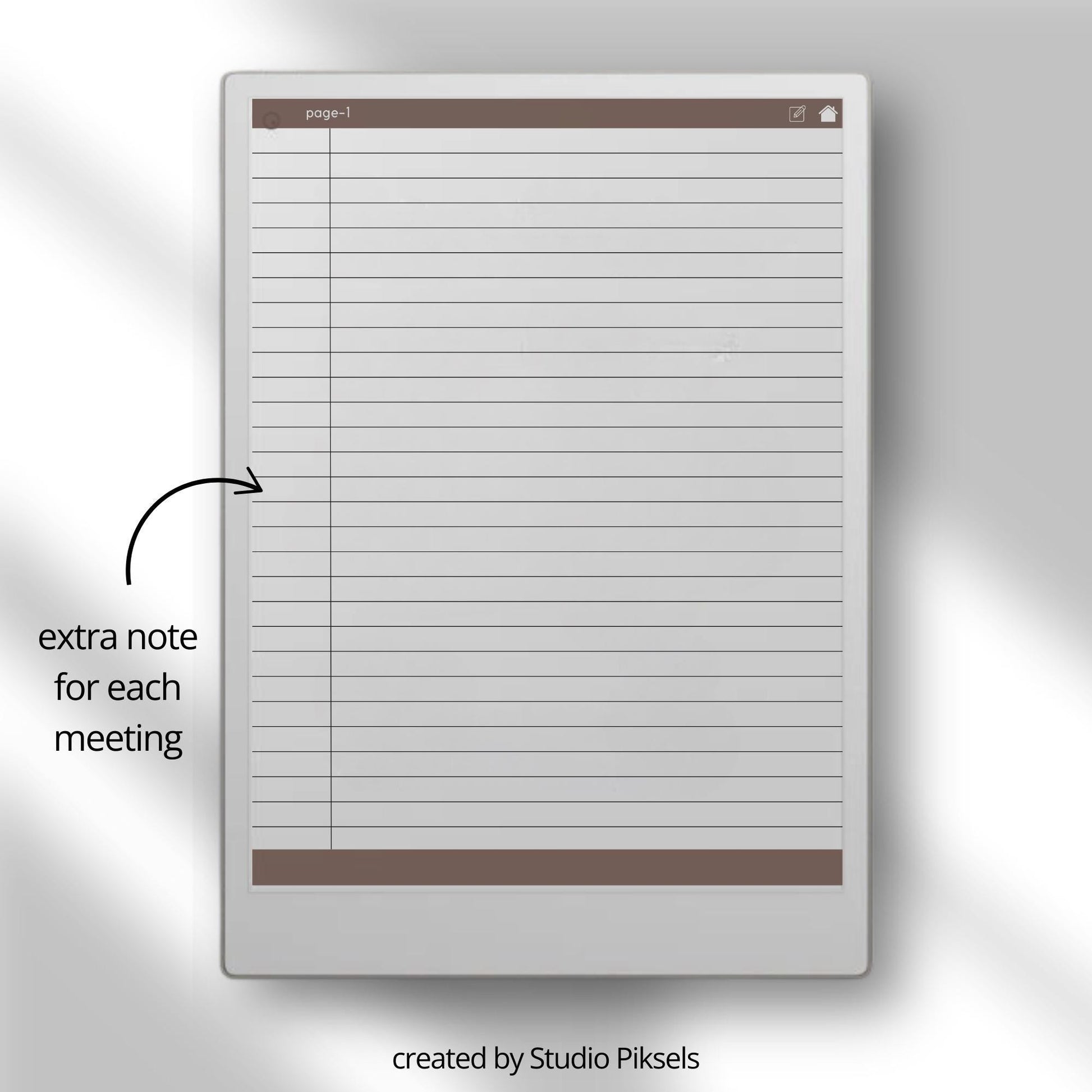 Meeting Notes for reMarkable Paper Pro with hyperlinked index, meeting minutes template, and four 62 page PDF notebooks.