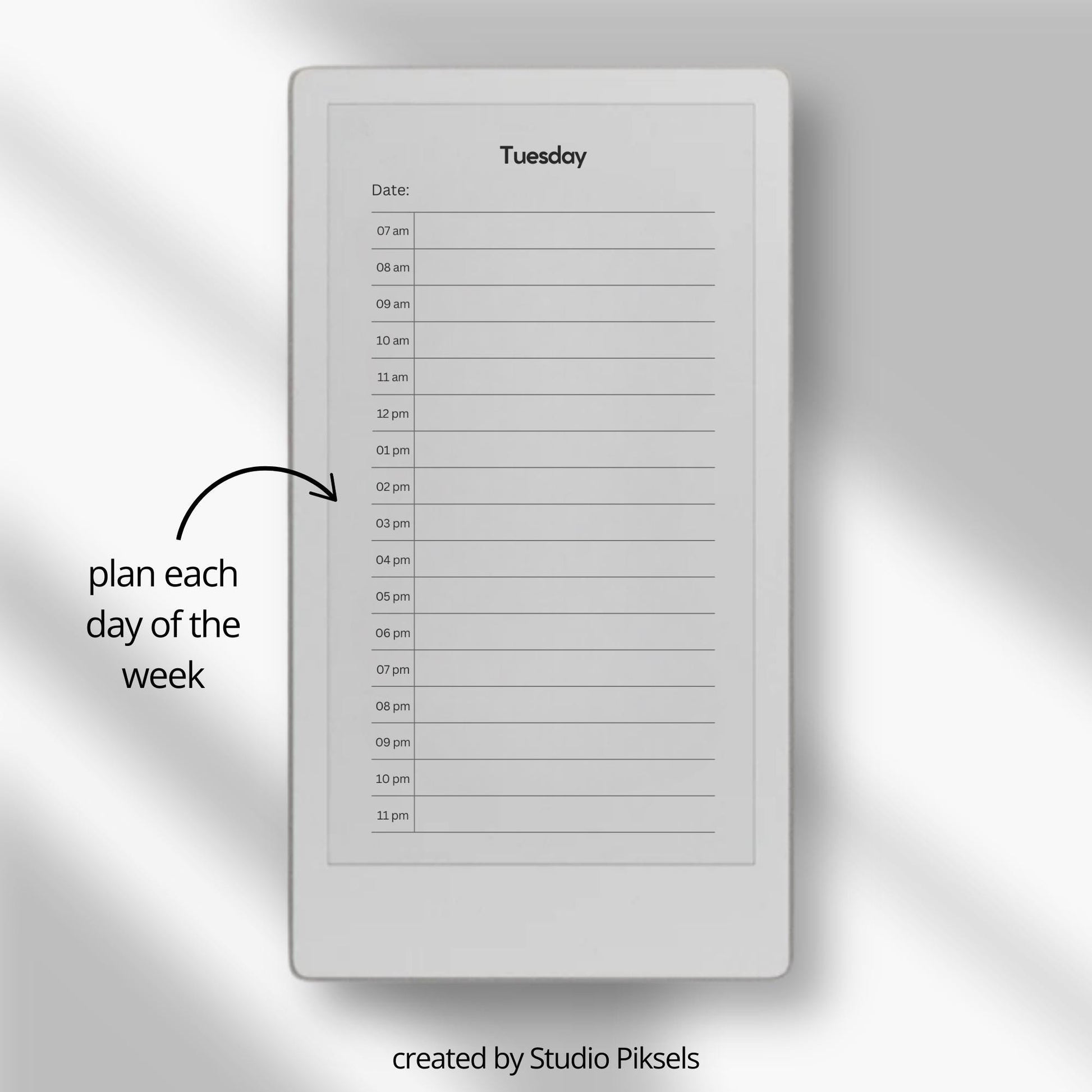 Daily planners for reMarkable Paper Pro Move with hourly schedule pages.