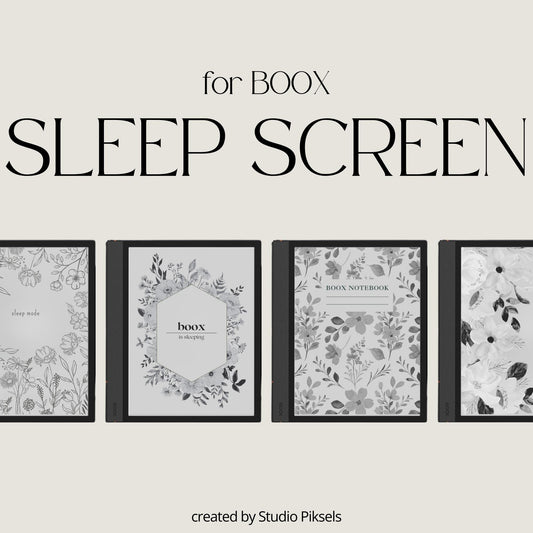 BOOX Sleep Screen Bundle with four elegant floral and botanical screen covers for BOOX and grayscale E Ink devices