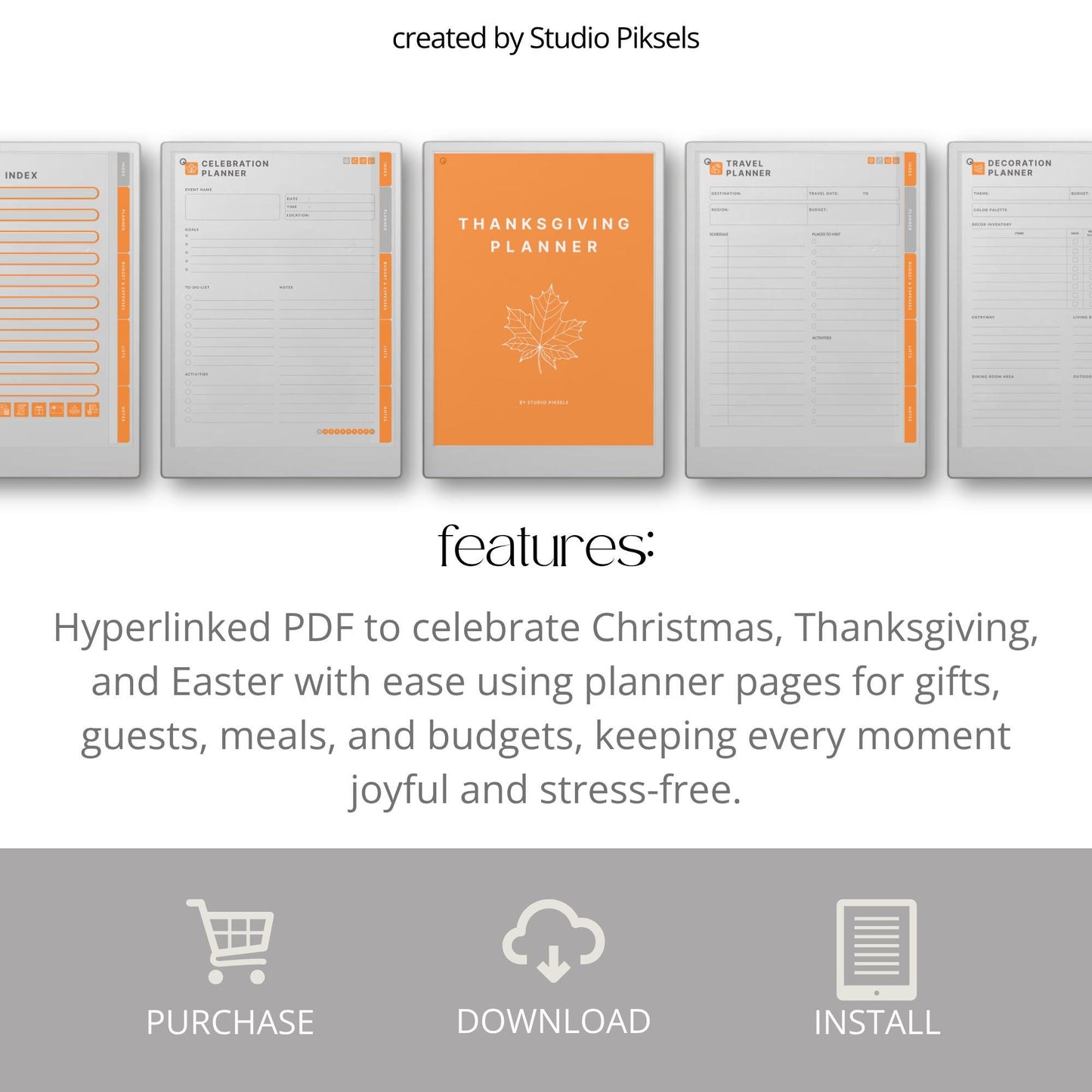 Easter, Thanksgiving, Christmas Planners for reMarkable Paper Pro