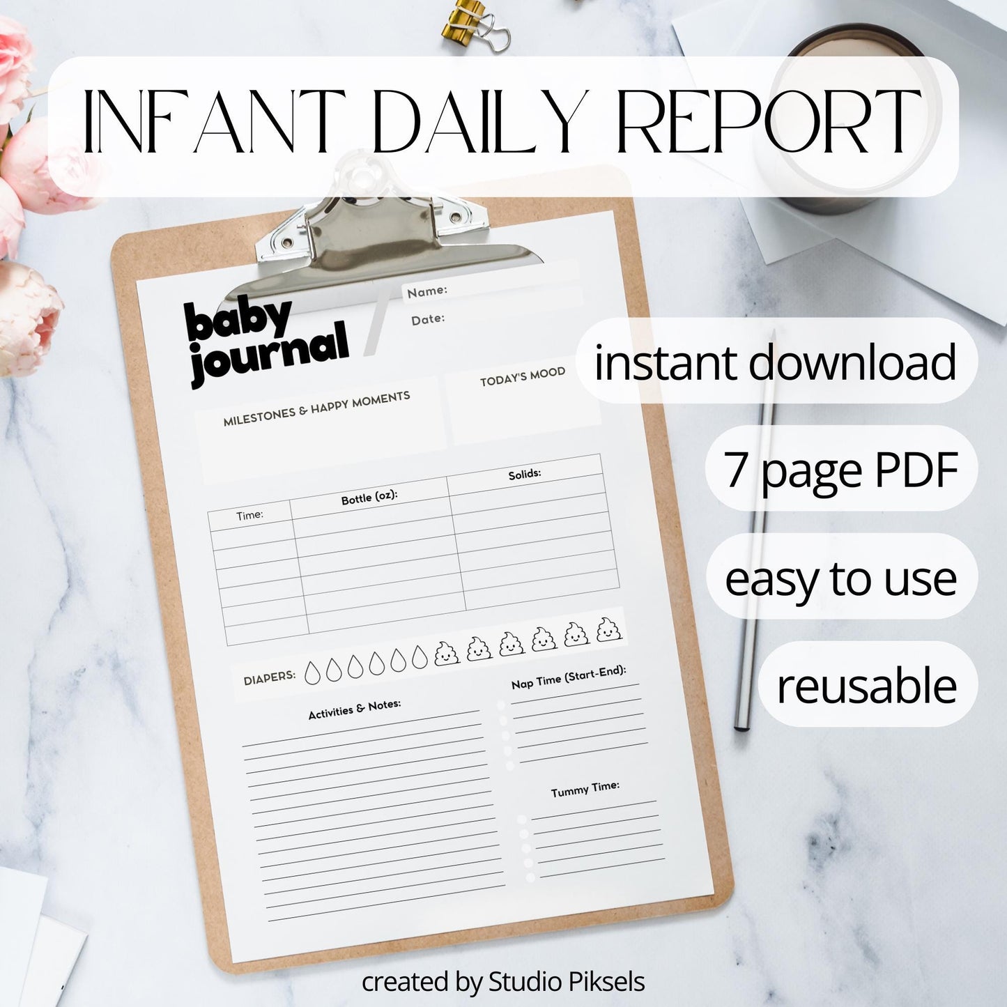 Infant Daily Report, Digital Baby Journal