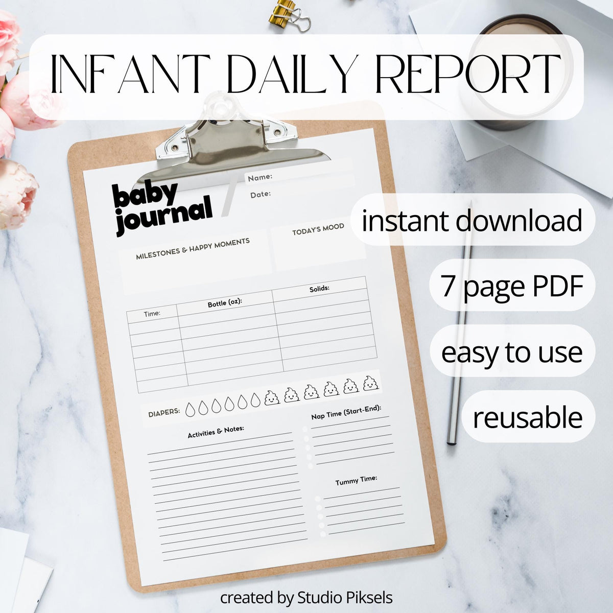 Infant Daily Report, Digital Baby Journal