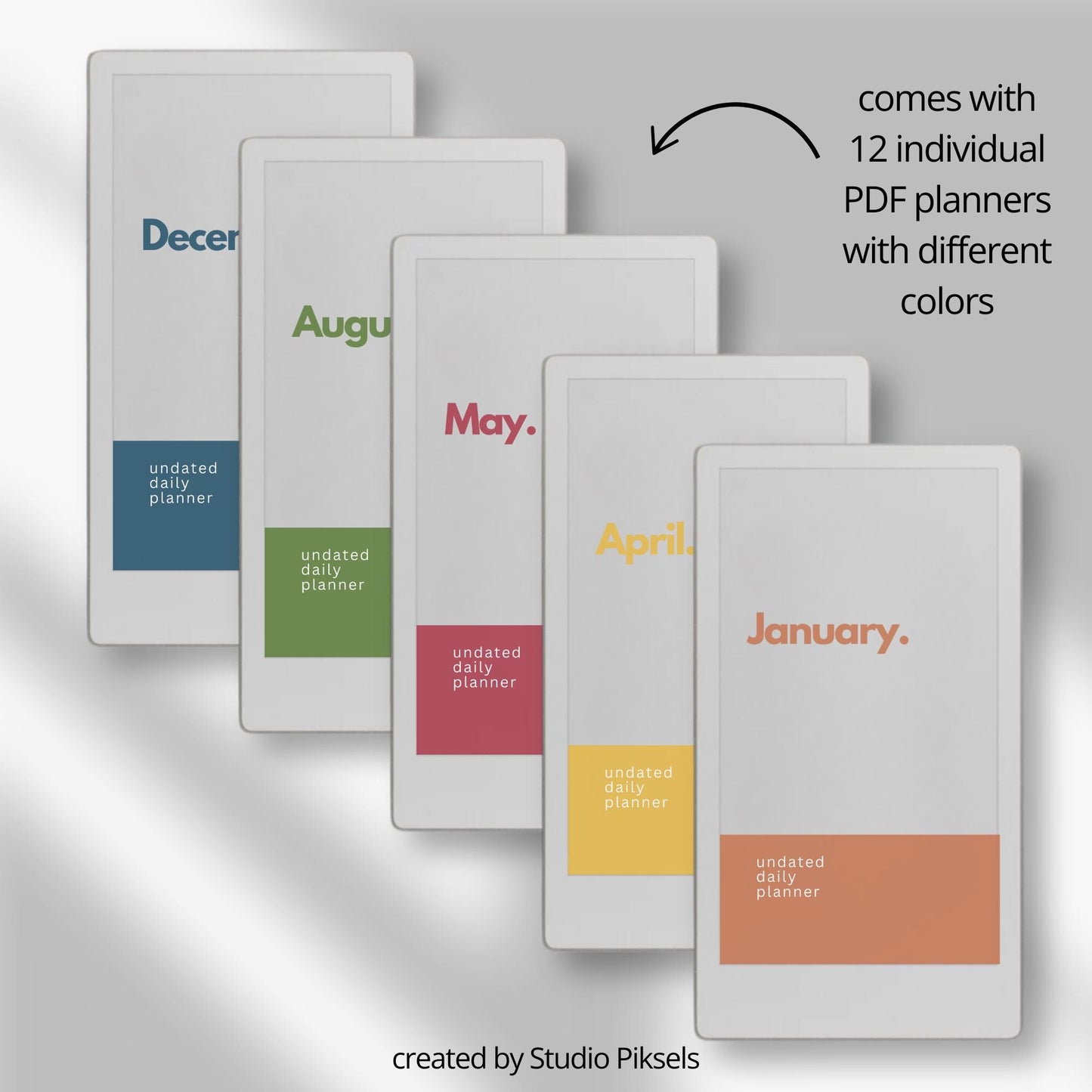 Undated 12 monthly planner bundle for reMarkable Paper Pro Move.