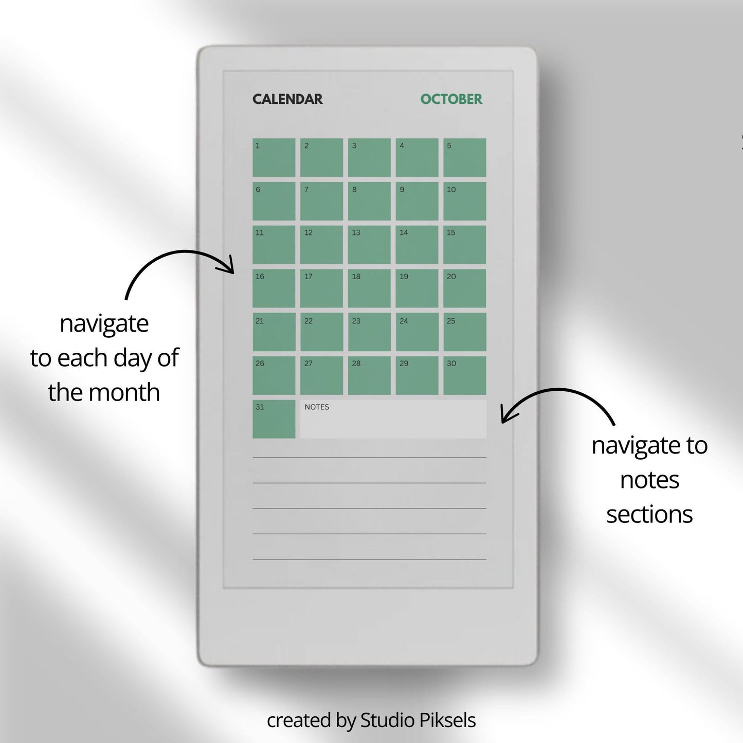 Undated 12 monthly planner bundle for reMarkable Paper Pro Move.