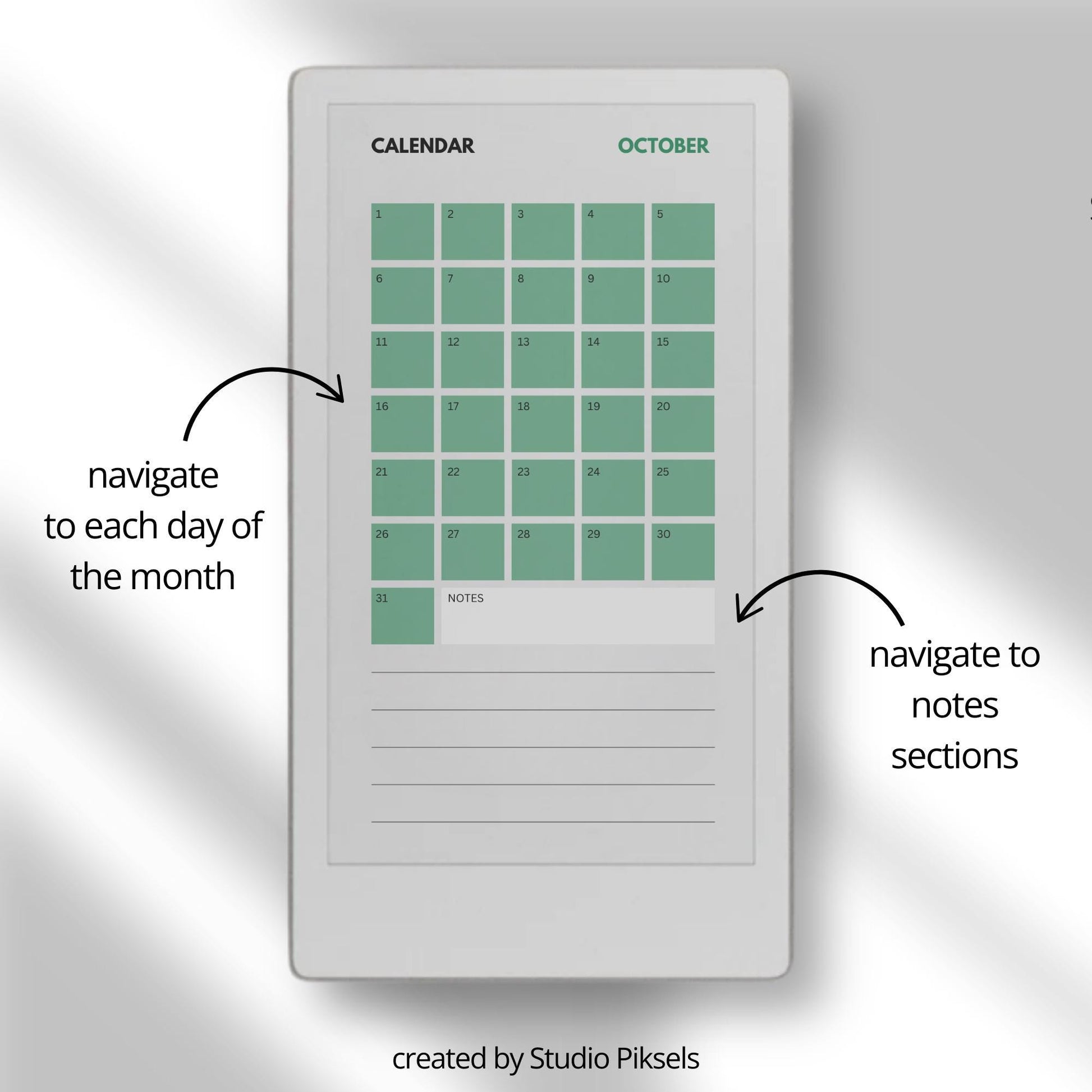 Undated 12 monthly planner bundle for reMarkable Paper Pro Move.