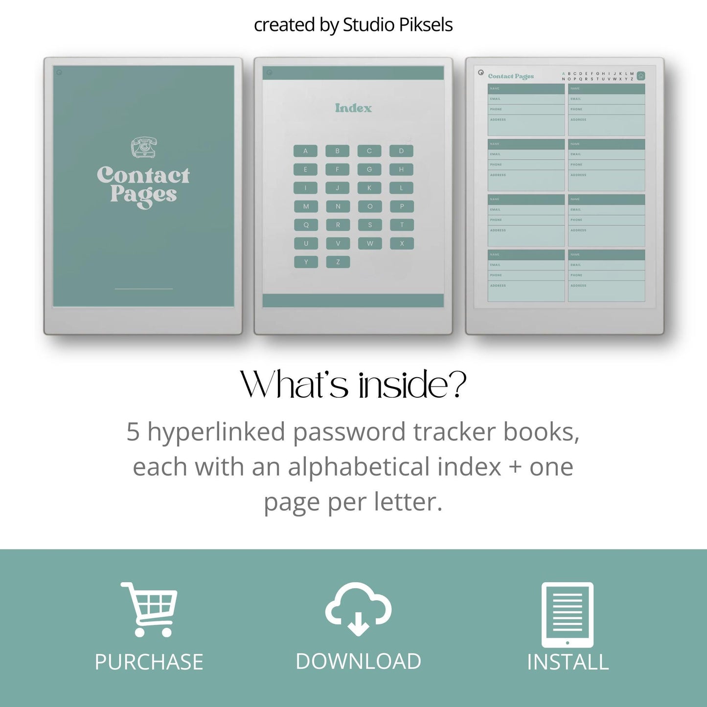 Digital contact book bundle for reMarkable Paper Pro in five colors.