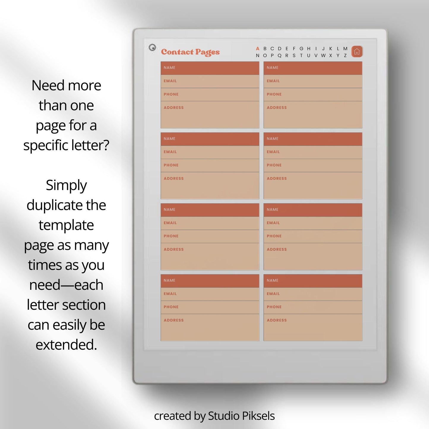 Digital contact book bundle for reMarkable Paper Pro in five colors.