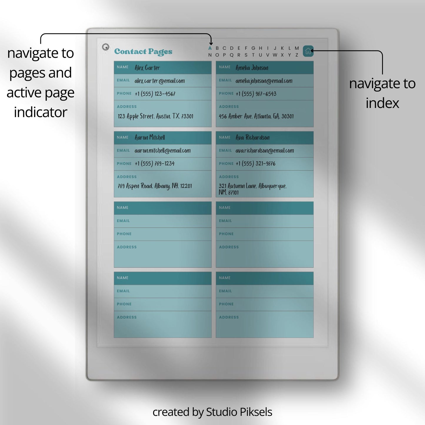 Digital contact book bundle for reMarkable Paper Pro in five colors.