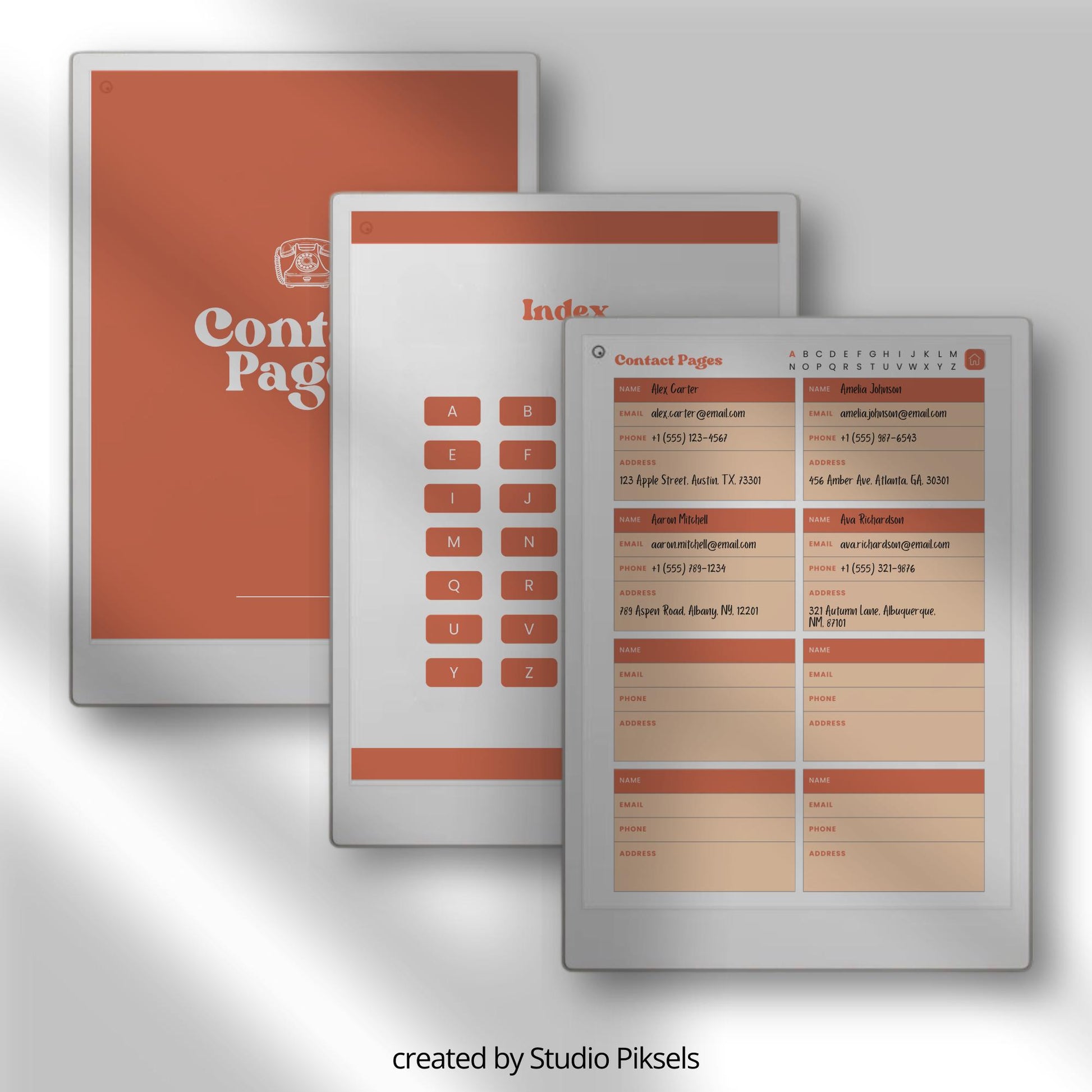 Digital contact book bundle for reMarkable Paper Pro in five colors.