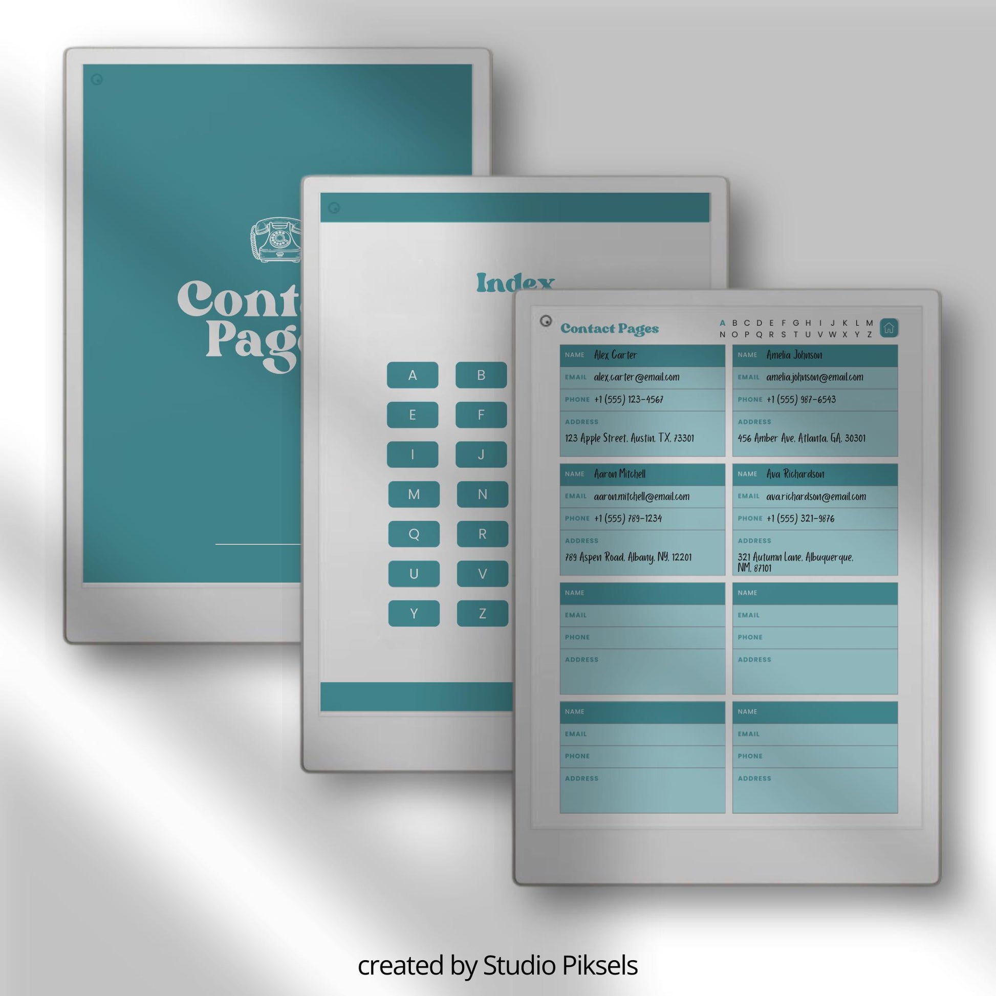 Digital contact book bundle for reMarkable Paper Pro in five colors.