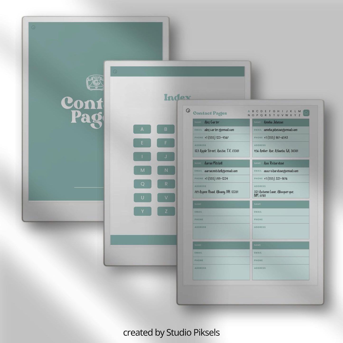 Digital contact book bundle for reMarkable Paper Pro in five colors.