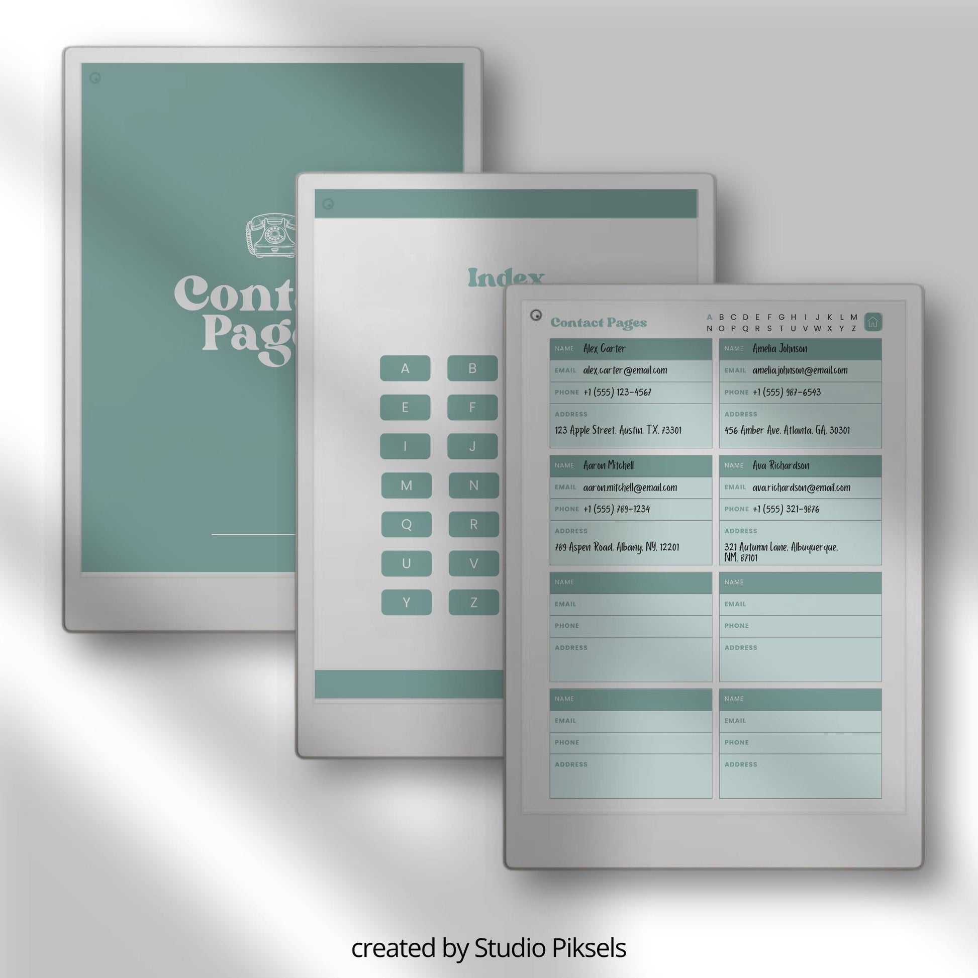 Digital contact book bundle for reMarkable Paper Pro in five colors.