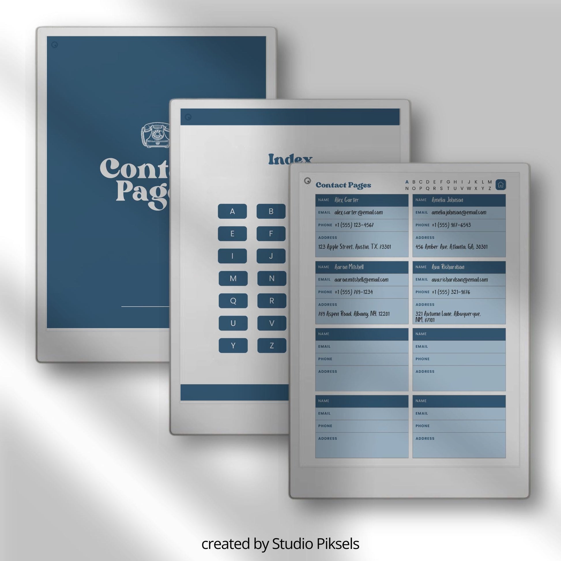 Digital contact book bundle for reMarkable Paper Pro in five colors.