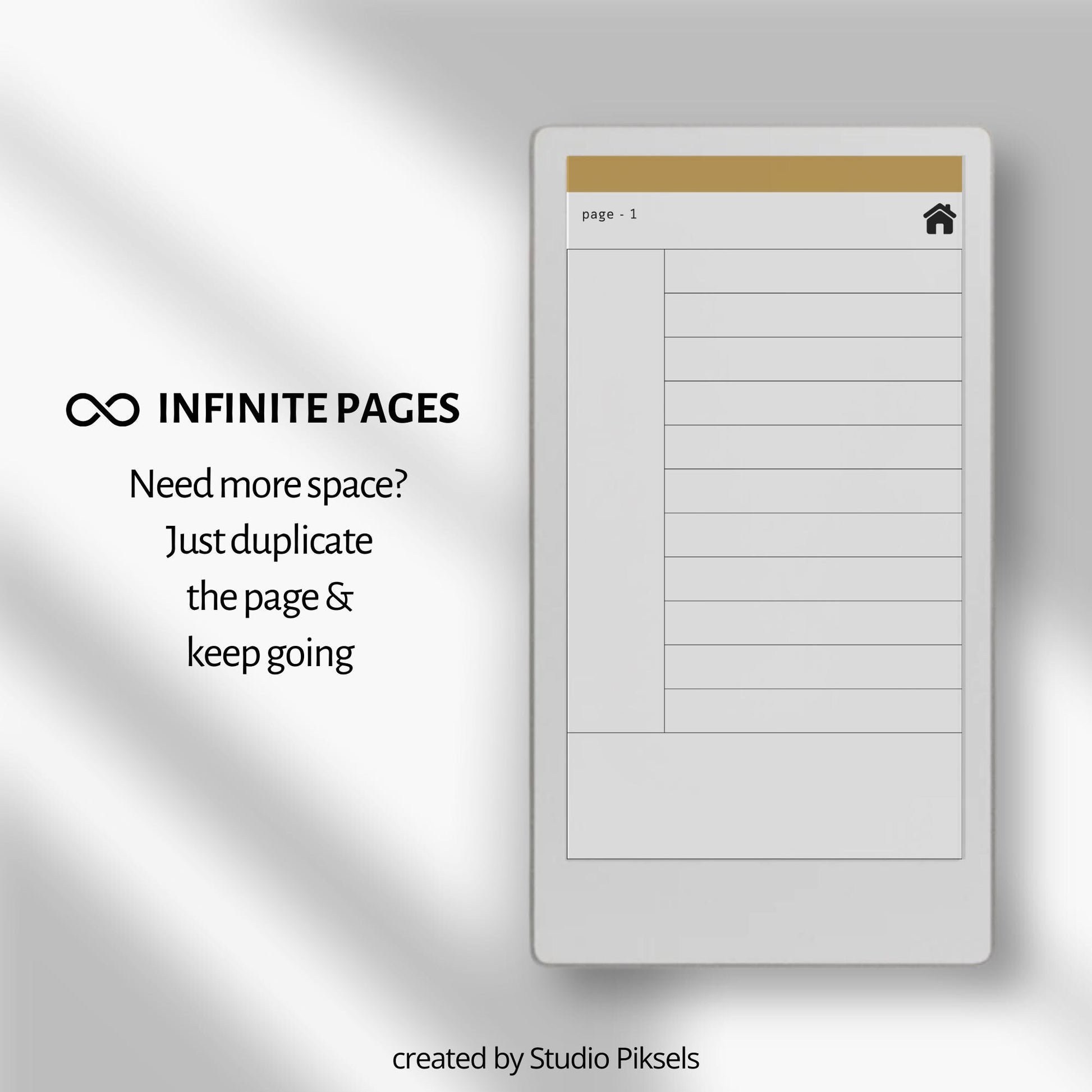 Cornell notes notebook for reMarkable Paper Pro Move with hyperlinked sections and minimalist study pages.