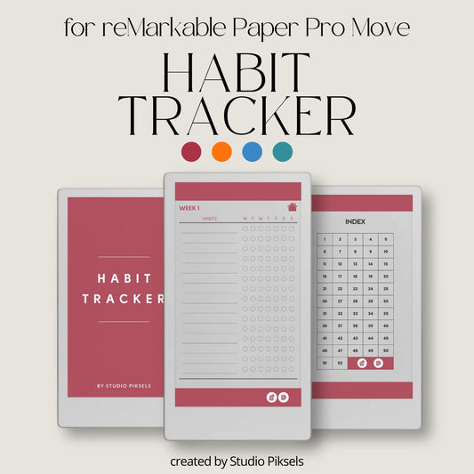 Fifty-two week hyperlinked habit tracker for reMarkable Paper Pro Move with weekly habit checklists and clean minimalist layout.