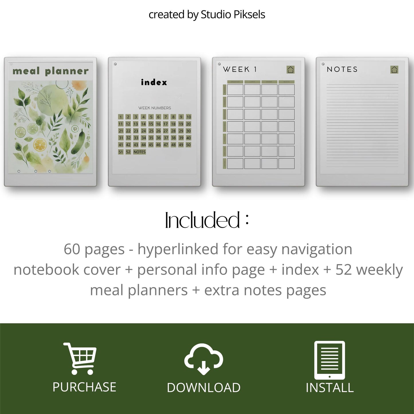 Plan weekly meals using a hyperlinked meal planner on reMarkable Paper Pro.