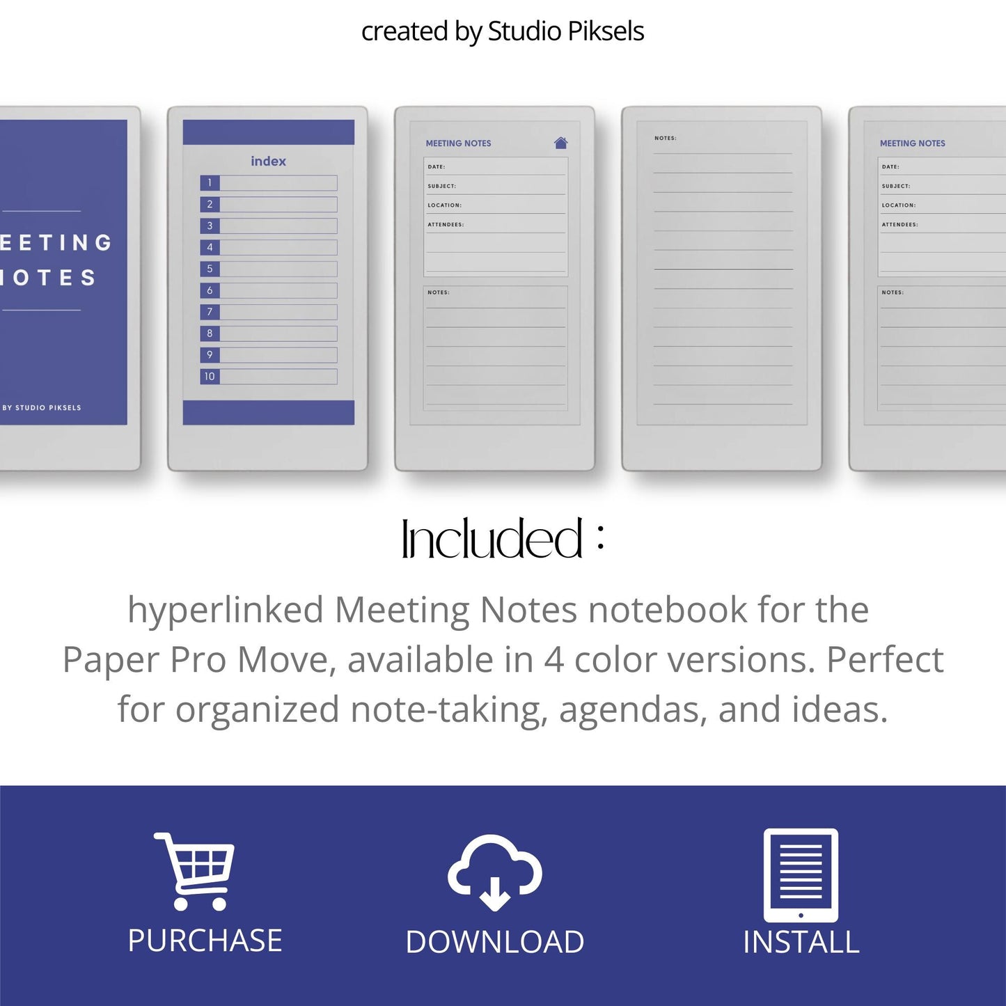 Hyperlinked Meeting Minutes Notebook for reMarkable Paper Pro Move