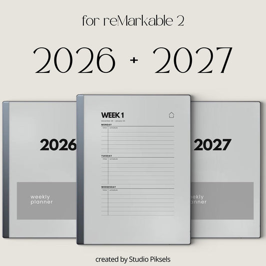 2026 + 2027 Hyperlinked Week Planner for reMarkable