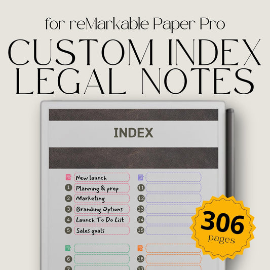 Build Your Own Index - Custom Legal Pad Paper Notebook for reMarkable Paper Pro