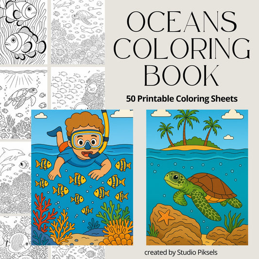 Ocean Scene Coloring Book, Ocean Life Coloring Pages, Ocean Fish Color Book, Ocean Coloring Sheets, Adult Coloring & Kids Coloring Pages