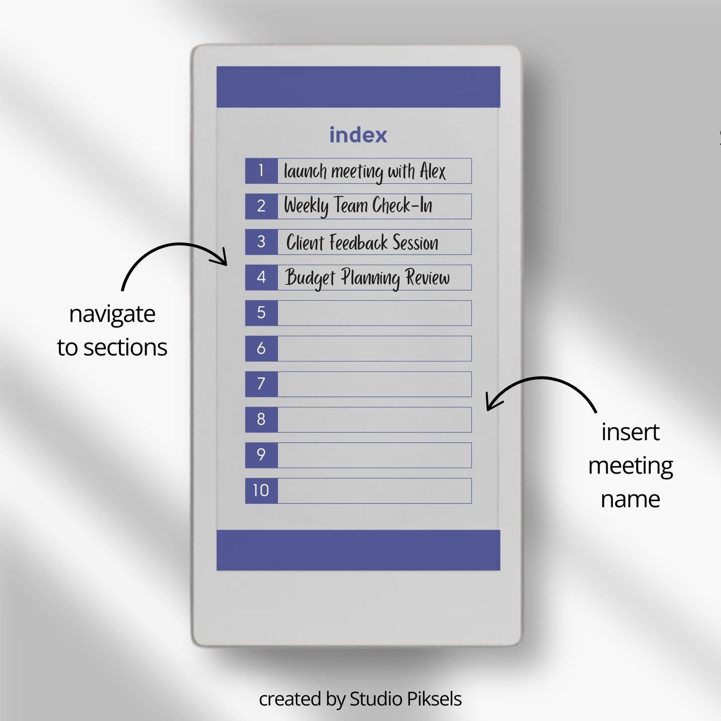 Hyperlinked Meeting Minutes Notebook for reMarkable Paper Pro Move