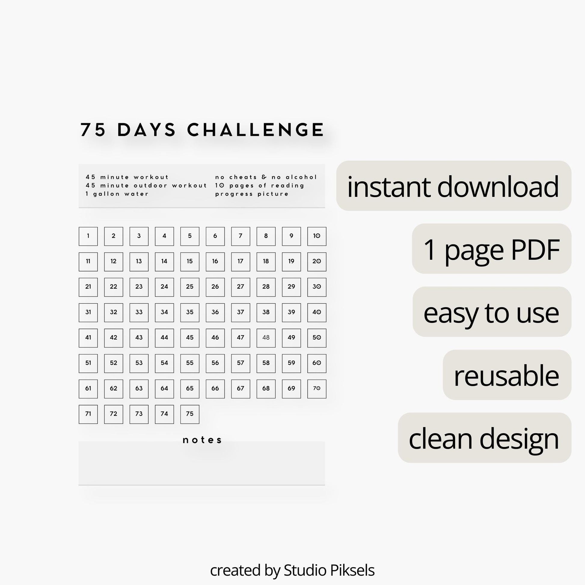 75 Days Challenge Tracker