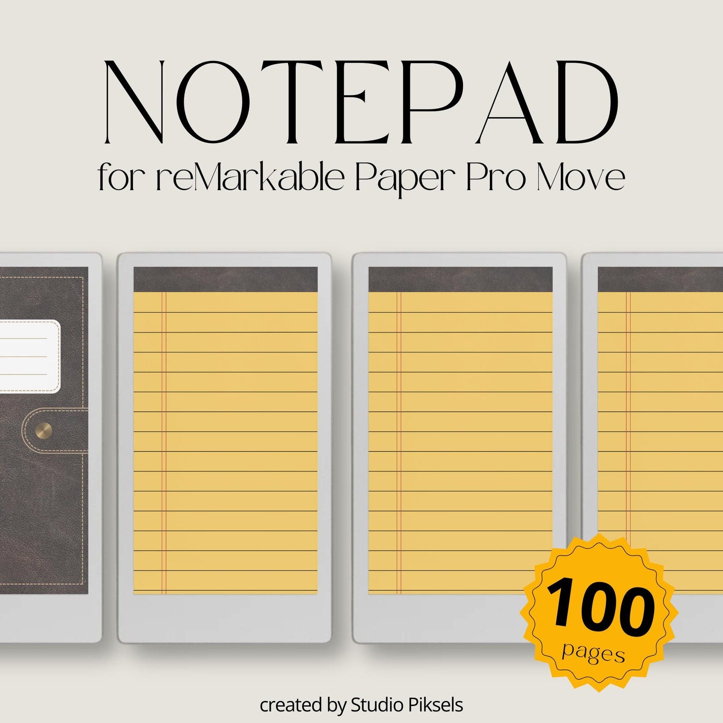 Yellow Legal Pad Paper Notebook for reMarkable Paper Pro Move