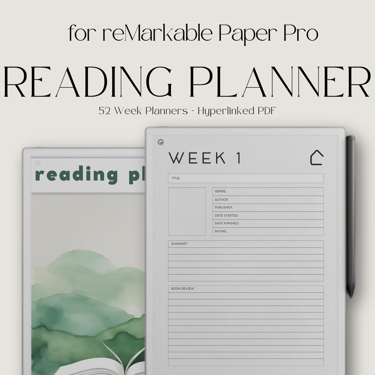 2025 Reading Planner for reMarkable Paper Pro