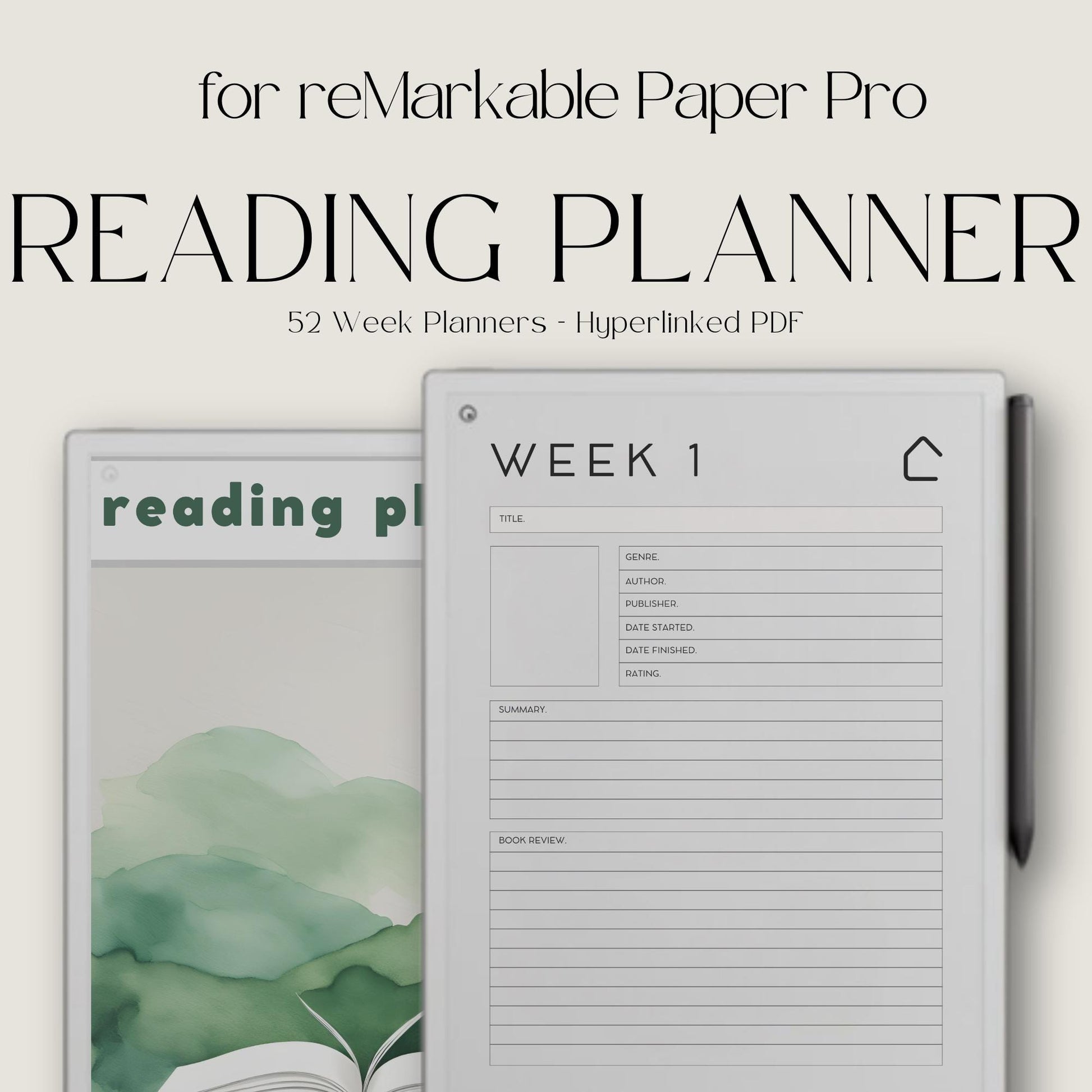 2025 Reading Planner for reMarkable Paper Pro