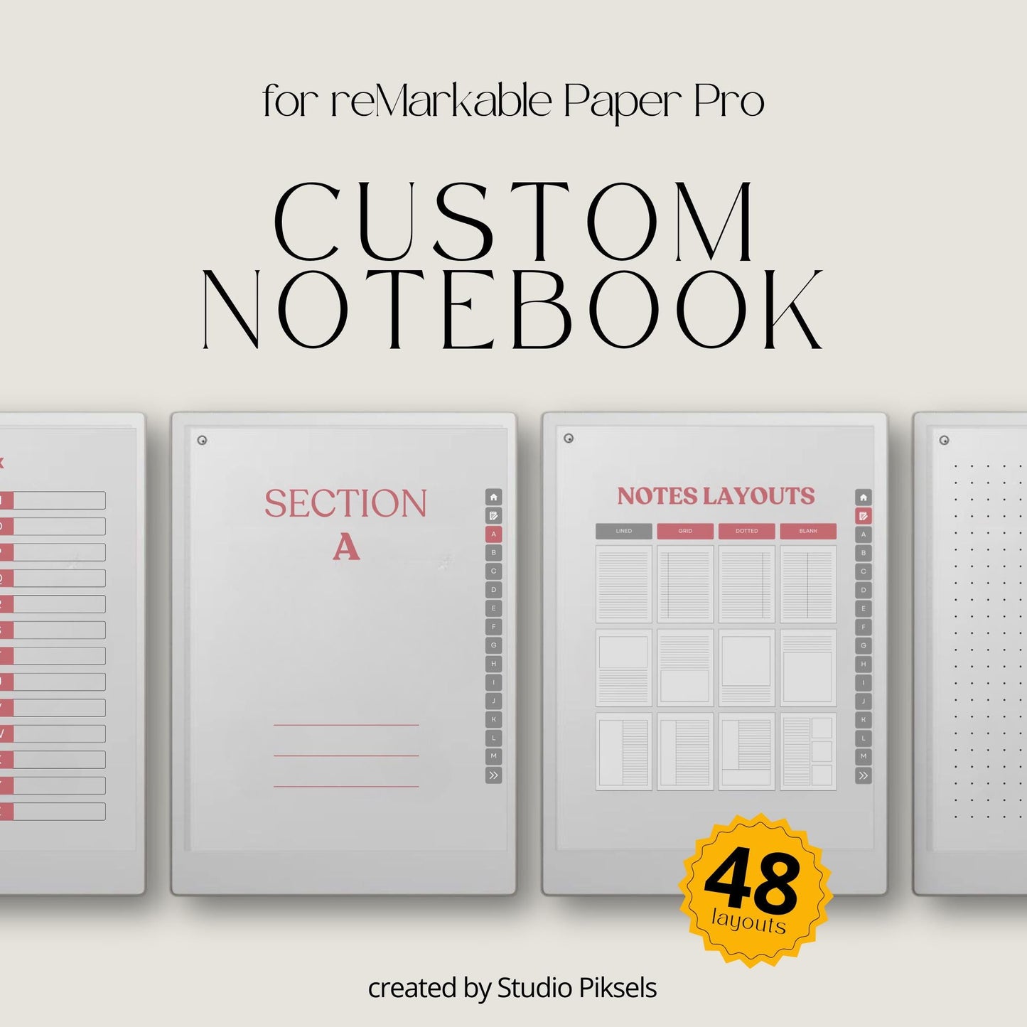 Unlimited A–Z Notebook for reMarkable Paper Pro