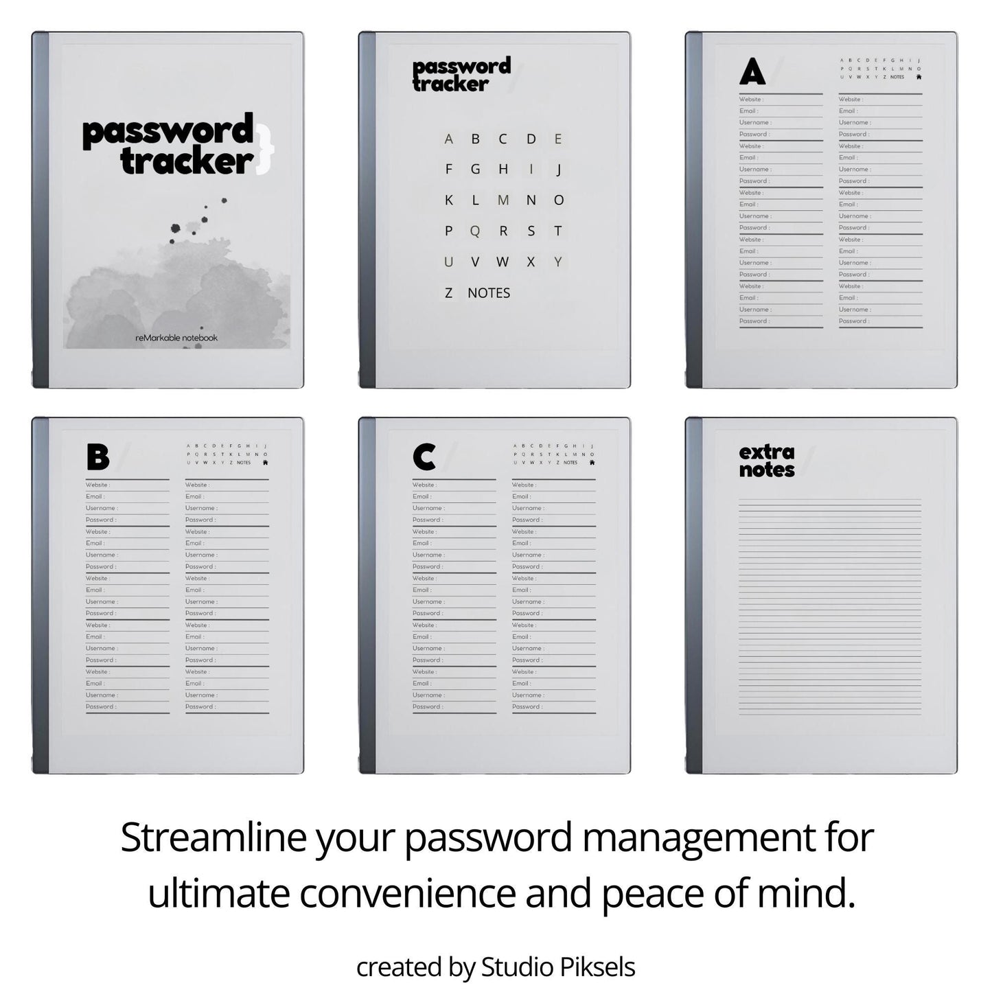 Password Tracker for reMarkable