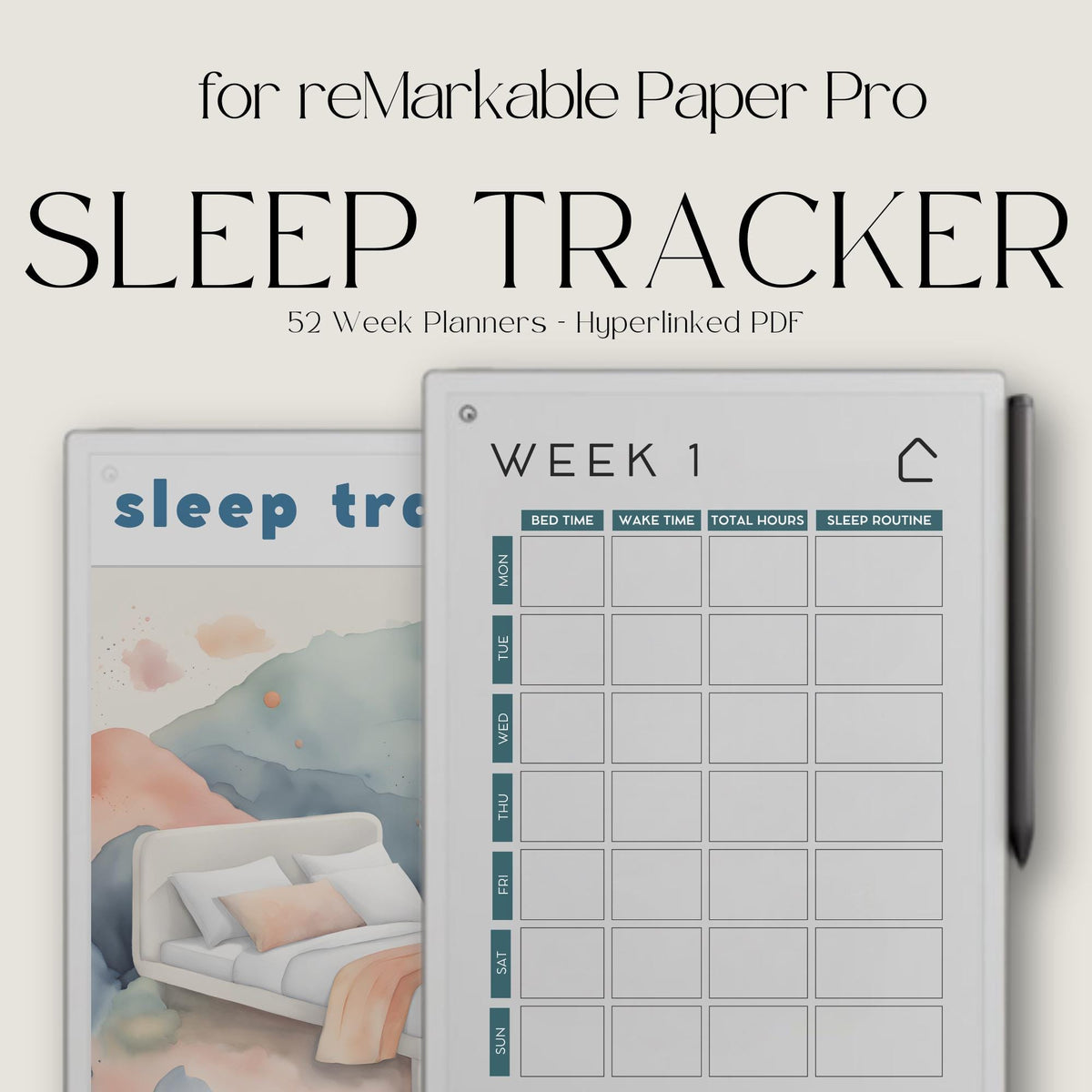 2025 Sleep Tracker for reMarkable Paper Pro