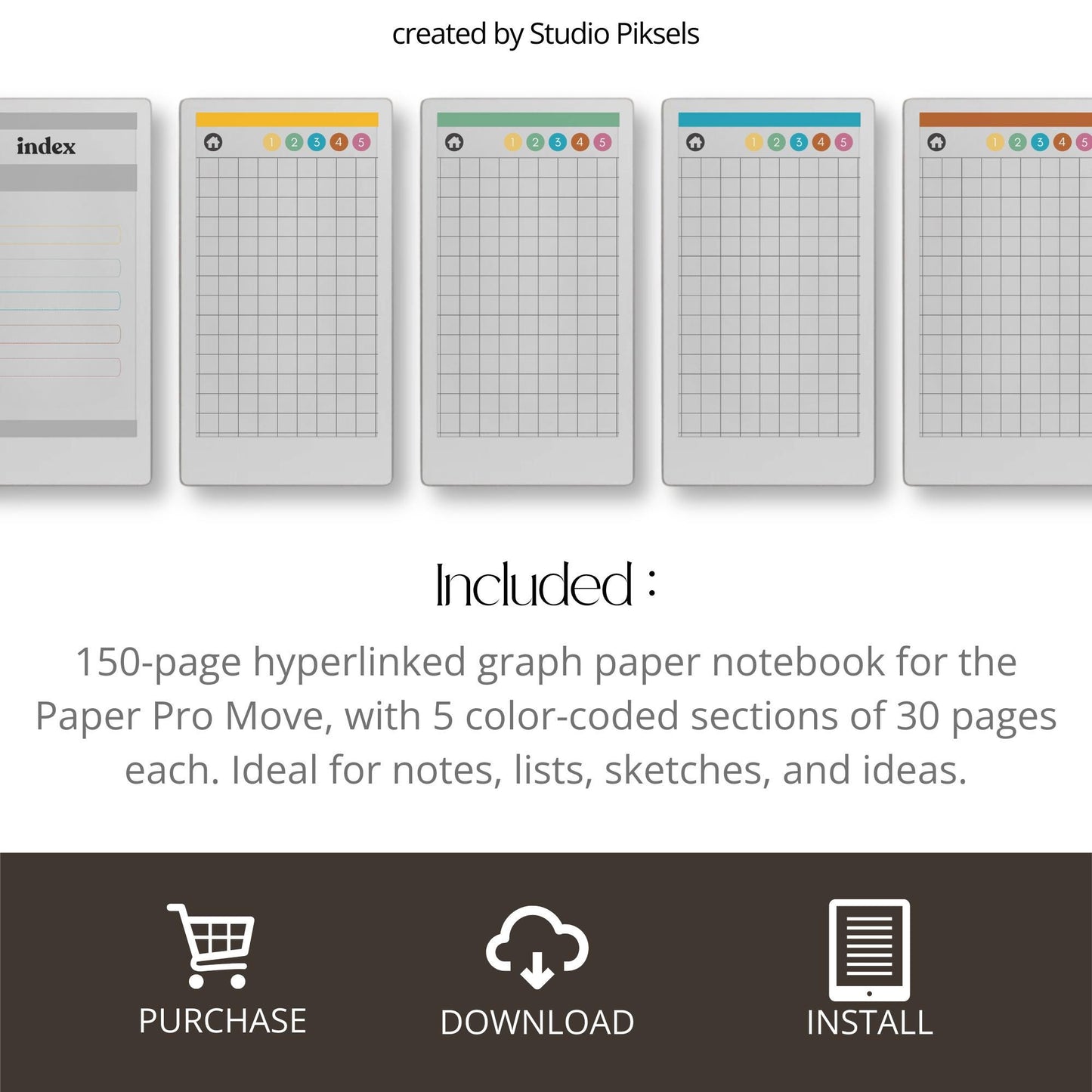 Graph Paper Notebook for reMarkable Paper Pro Move