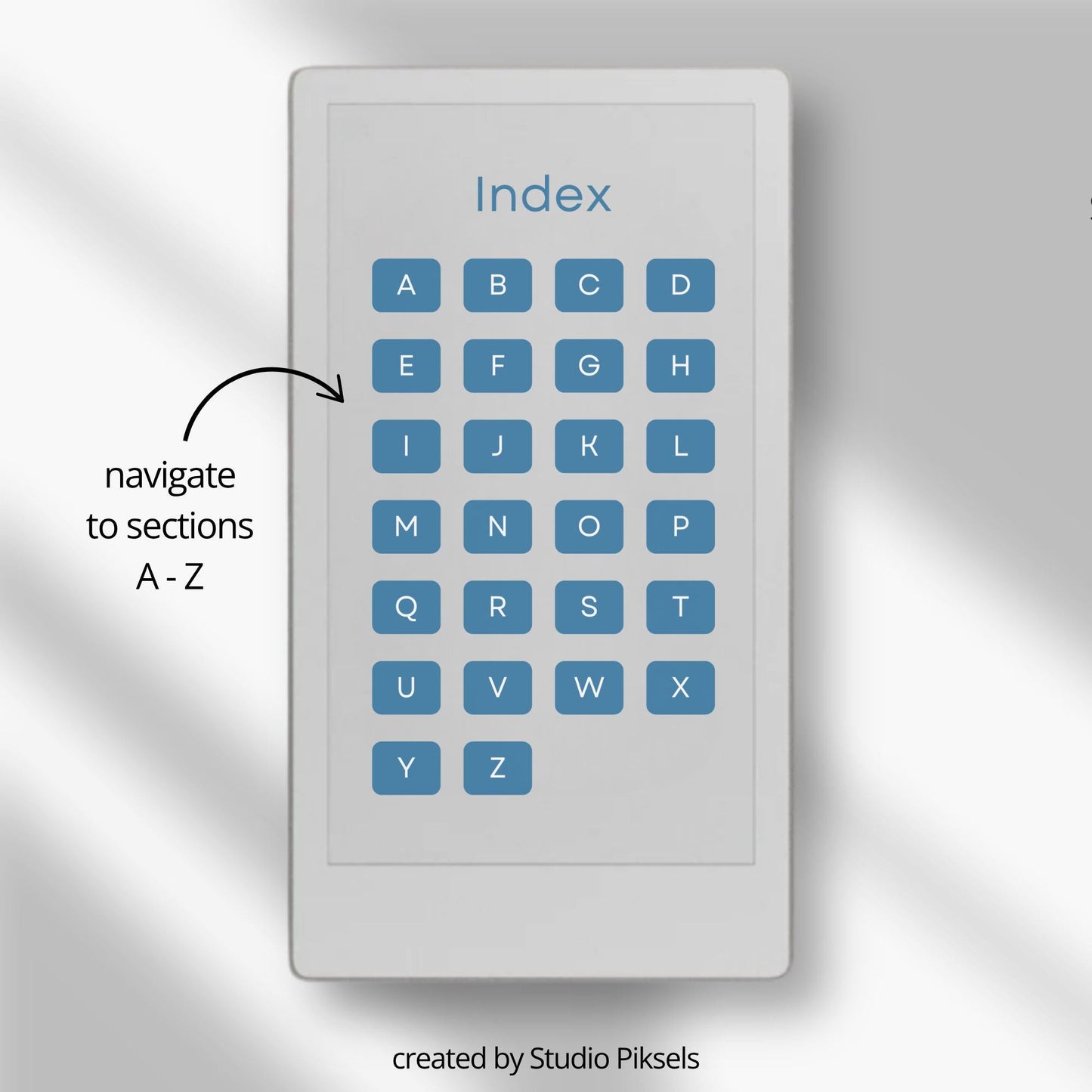 A–Z Indexed Notebook for reMarkable Paper Pro in three color versions.