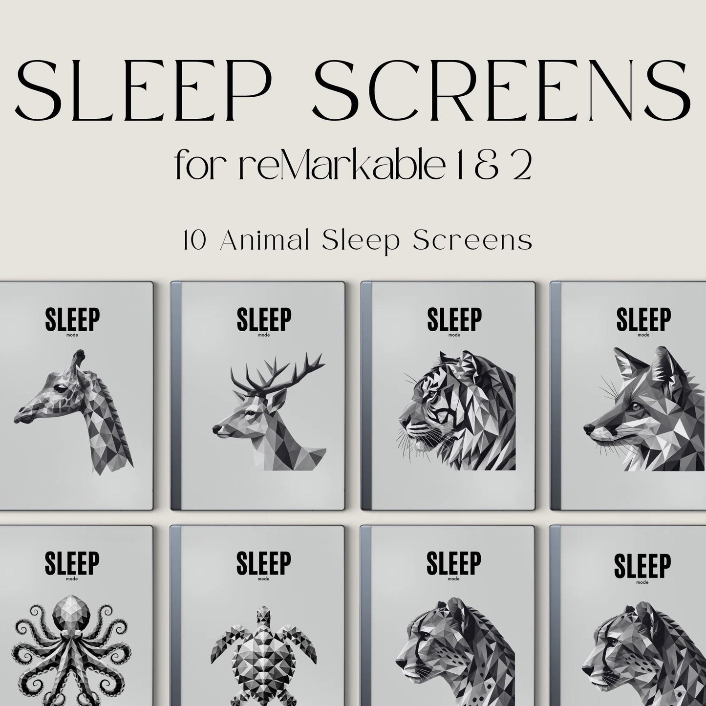 Sleep Screen Bundle for reMarkable with Animal Art
