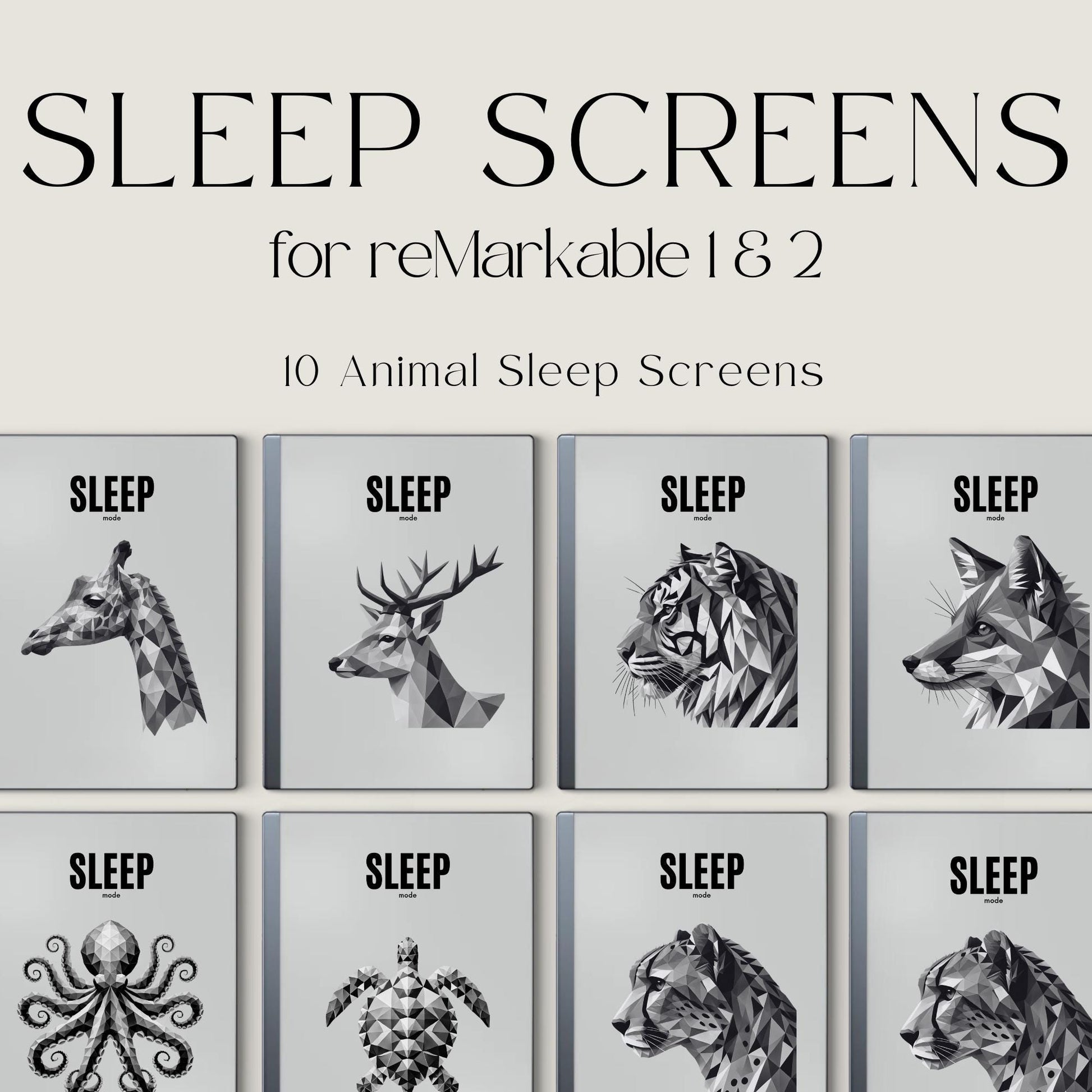 Sleep Screen Bundle for reMarkable with Animal Art