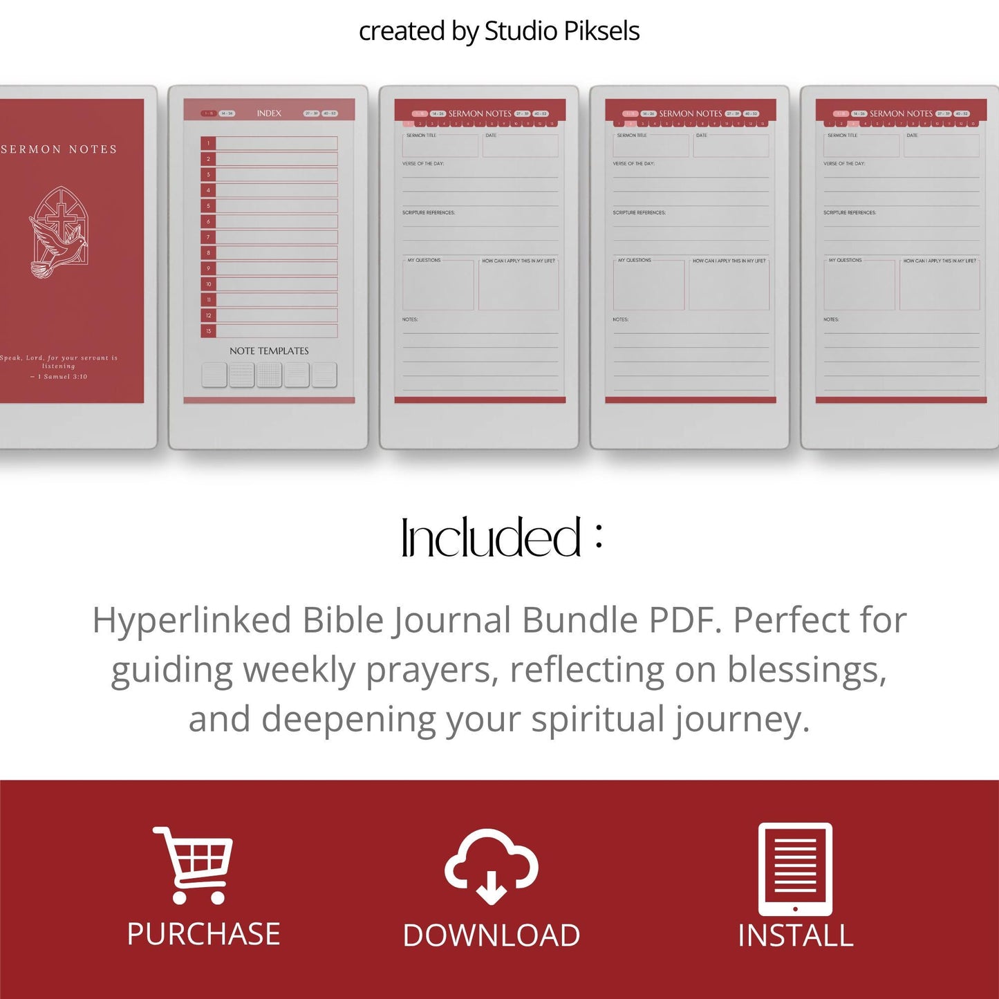 Bible study journal bundle for reMarkable Paper Pro Move with hyperlinked spiritual journals.