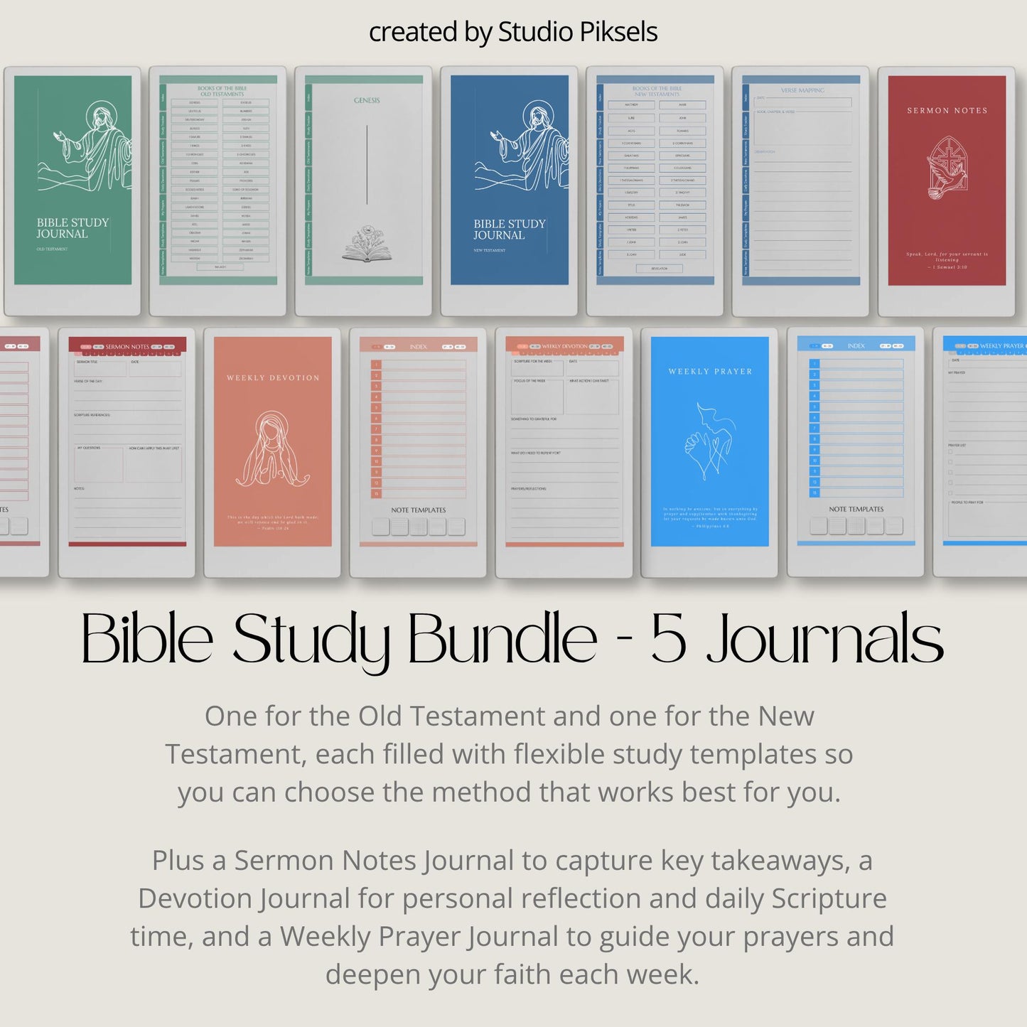 Bible study journal bundle for reMarkable Paper Pro Move with hyperlinked spiritual journals.