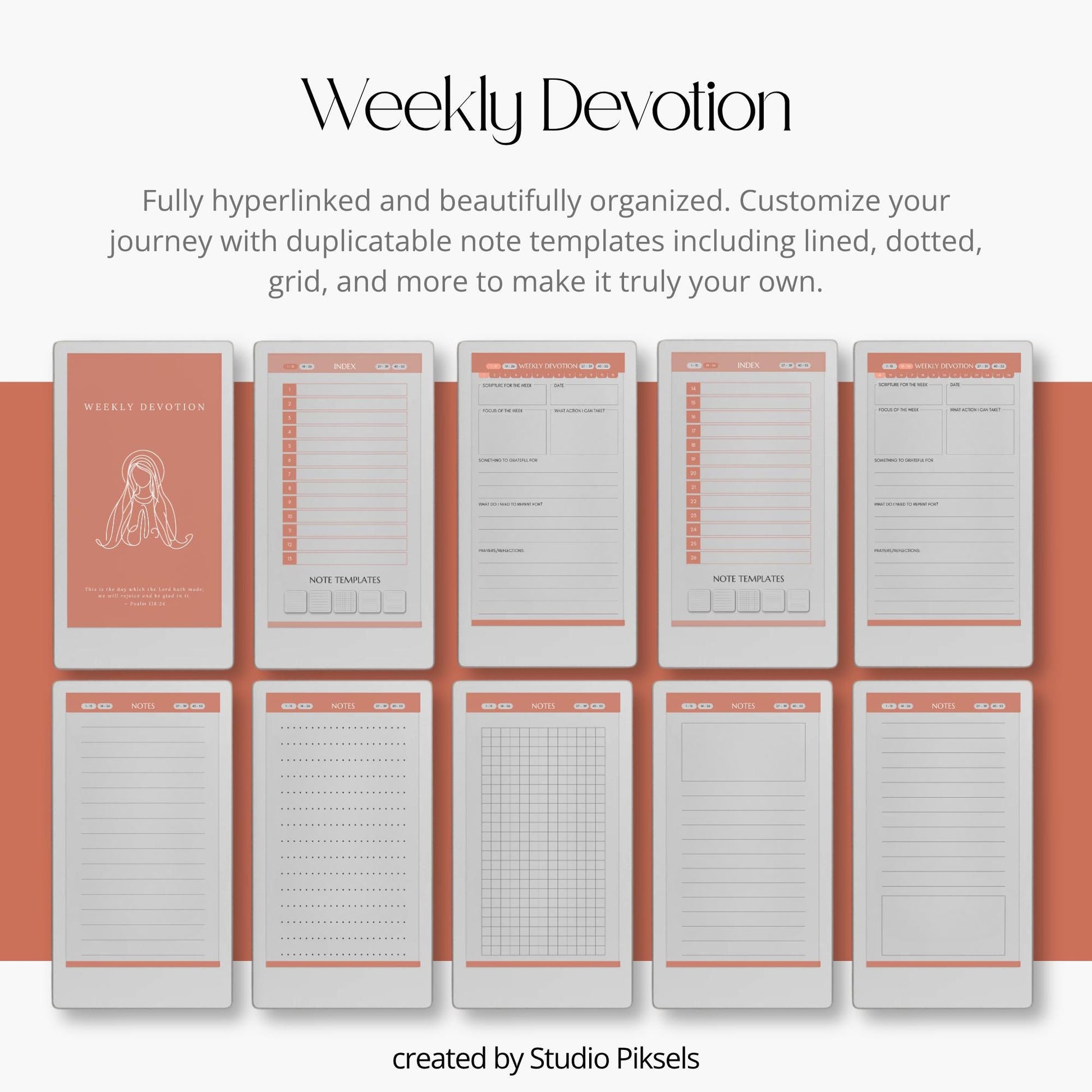 Bible study journal bundle for reMarkable Paper Pro Move with hyperlinked spiritual journals.