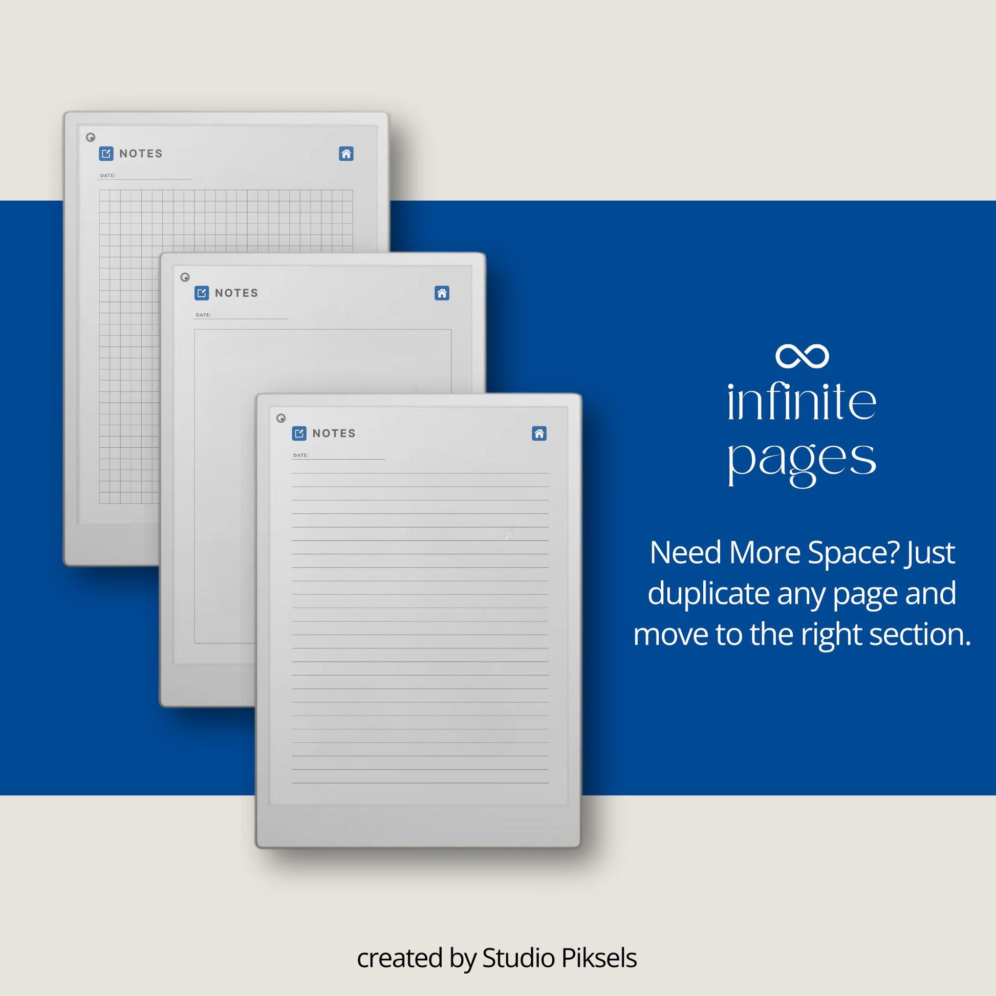 Brain dump notebook for reMarkable Paper Pro with structured, lined, and open layouts.