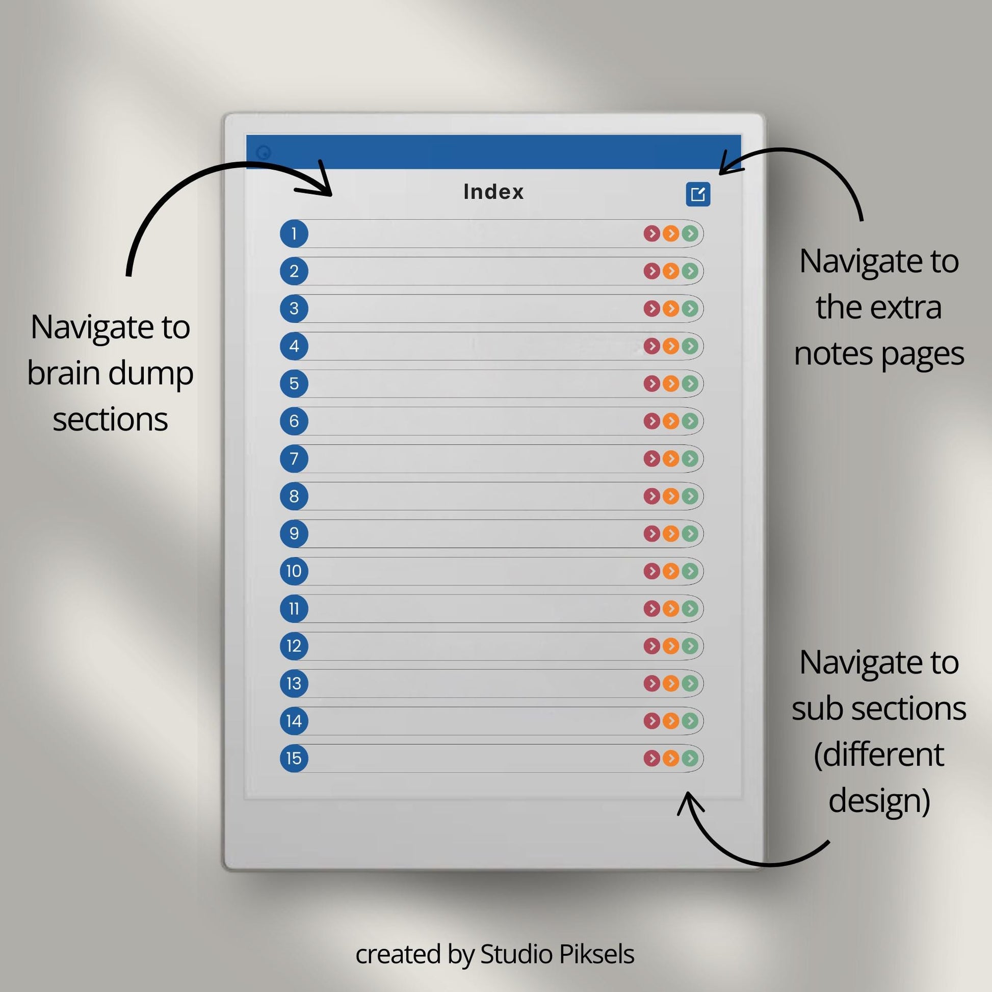 Brain dump notebook for reMarkable Paper Pro with structured, lined, and open layouts.