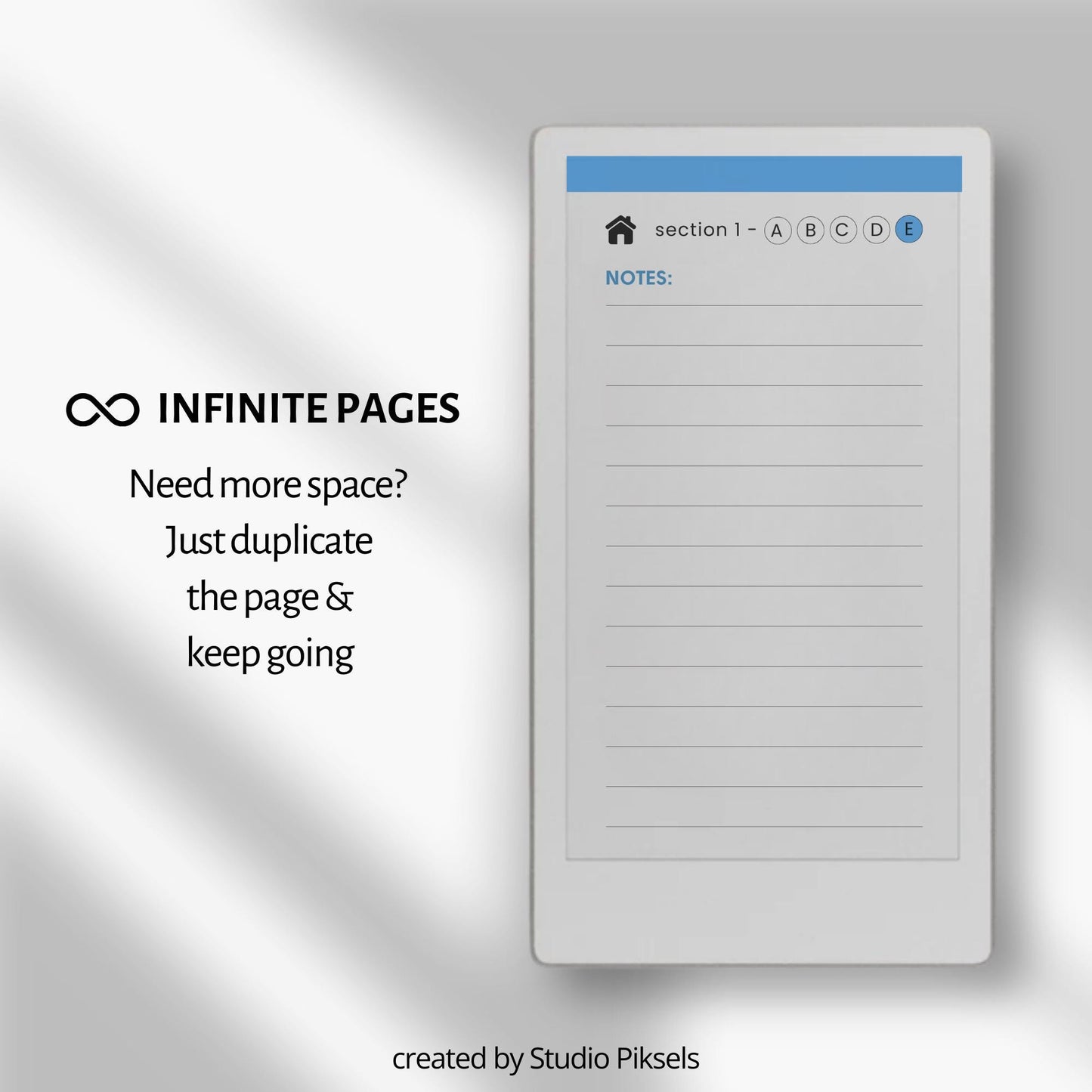Budget planner for reMarkable Paper Pro Move with hyperlinked sections.