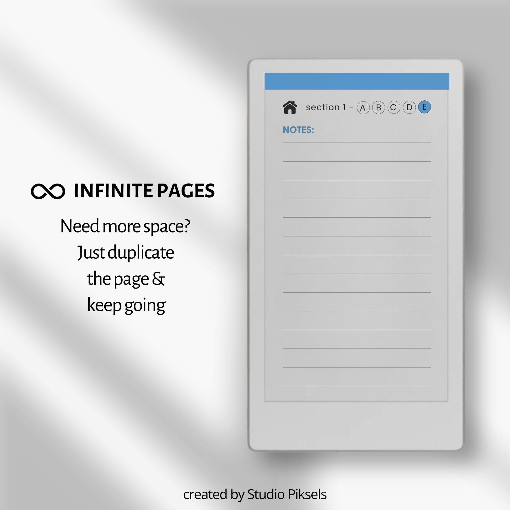 Budget planner for reMarkable Paper Pro Move with hyperlinked sections.