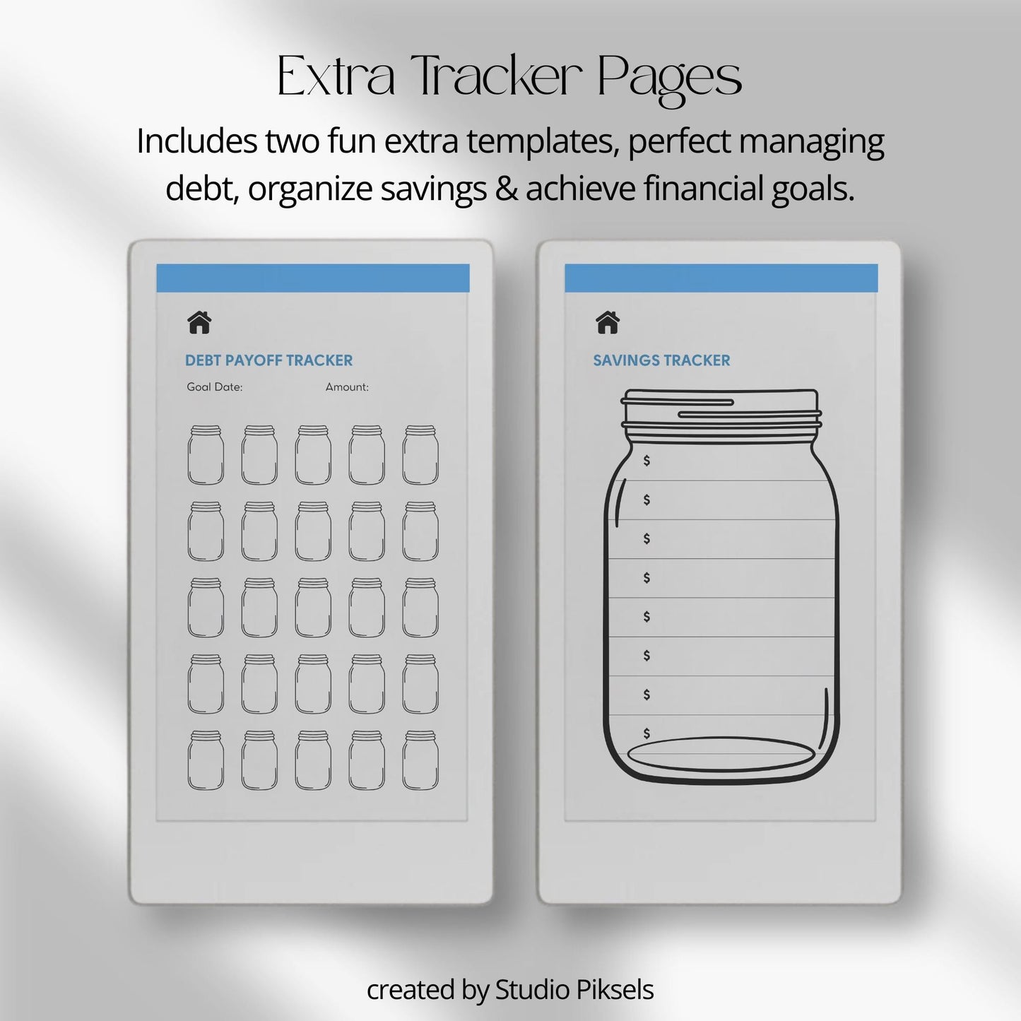 Budget planner for reMarkable Paper Pro Move with hyperlinked sections.