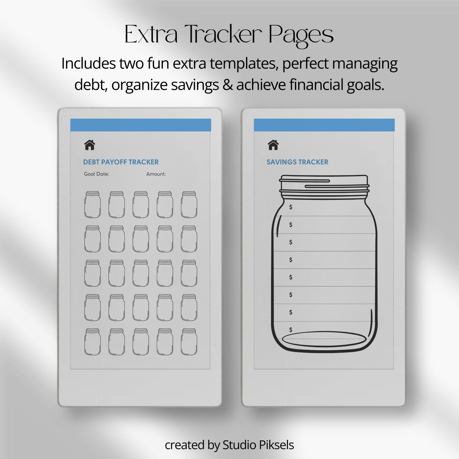 Budget planner for reMarkable Paper Pro Move with hyperlinked sections.