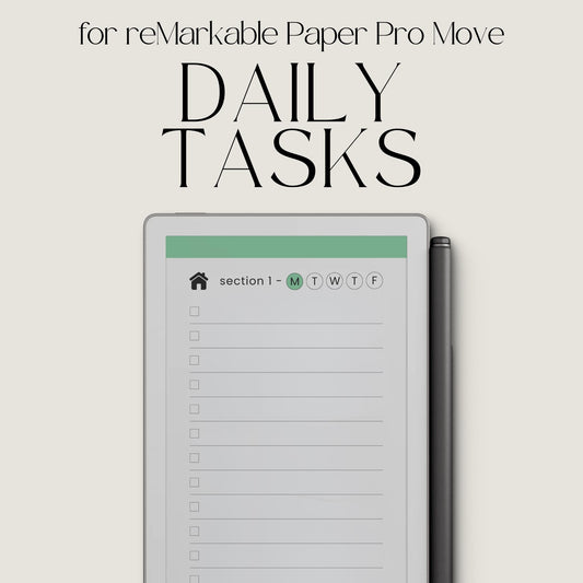 Organize daily tasks using a hyperlinked checklist notebook on reMarkable Paper Pro Move.